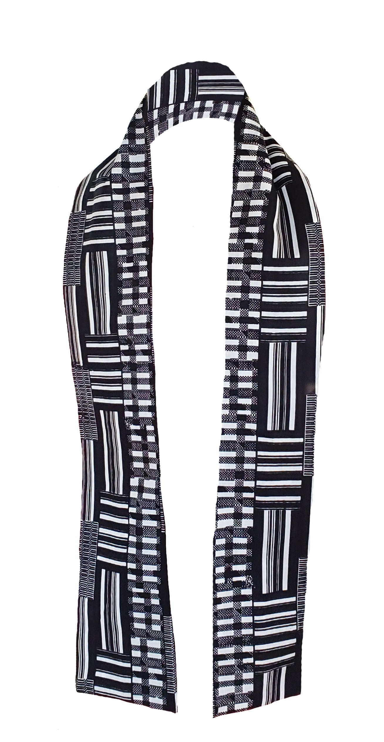 Black and white Kente African Print Stole-Sash、mySite、solidvoid