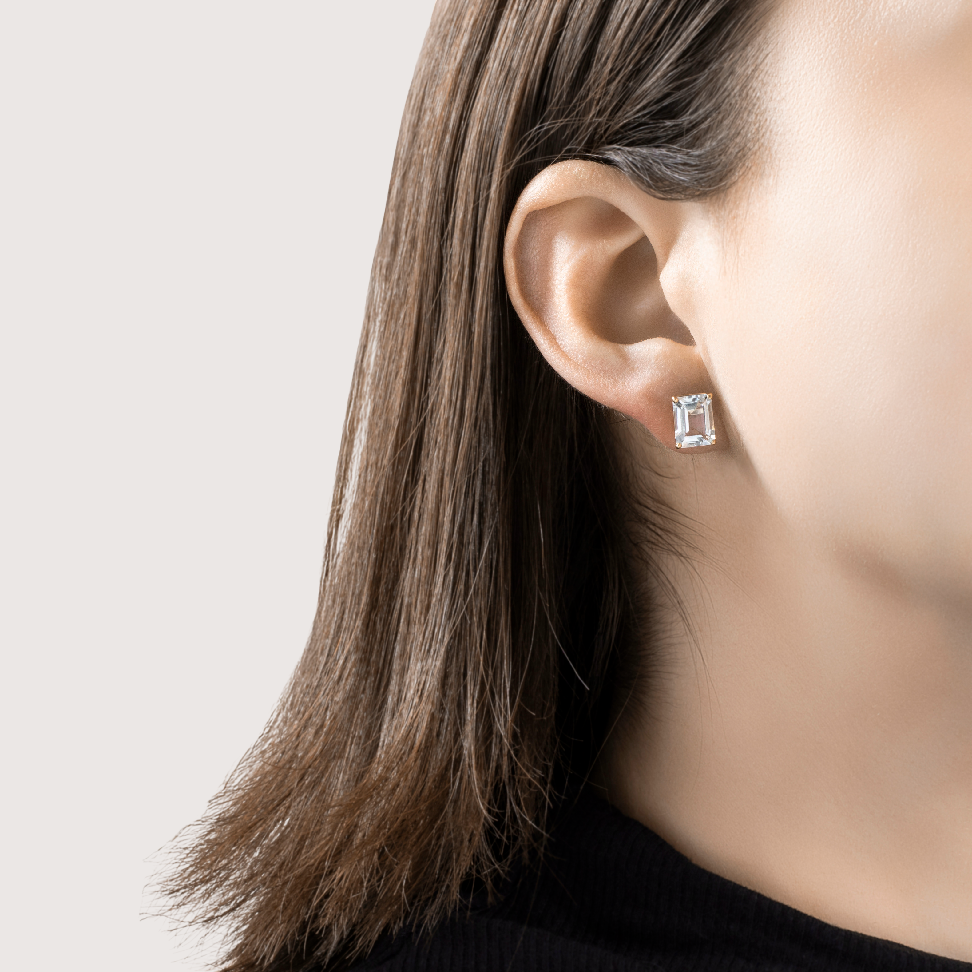 Vintage 14k Yellow Gold 3.82cttw Aquamarine Emerald-Cut Stud Earrings、mySite、hinf8tx79