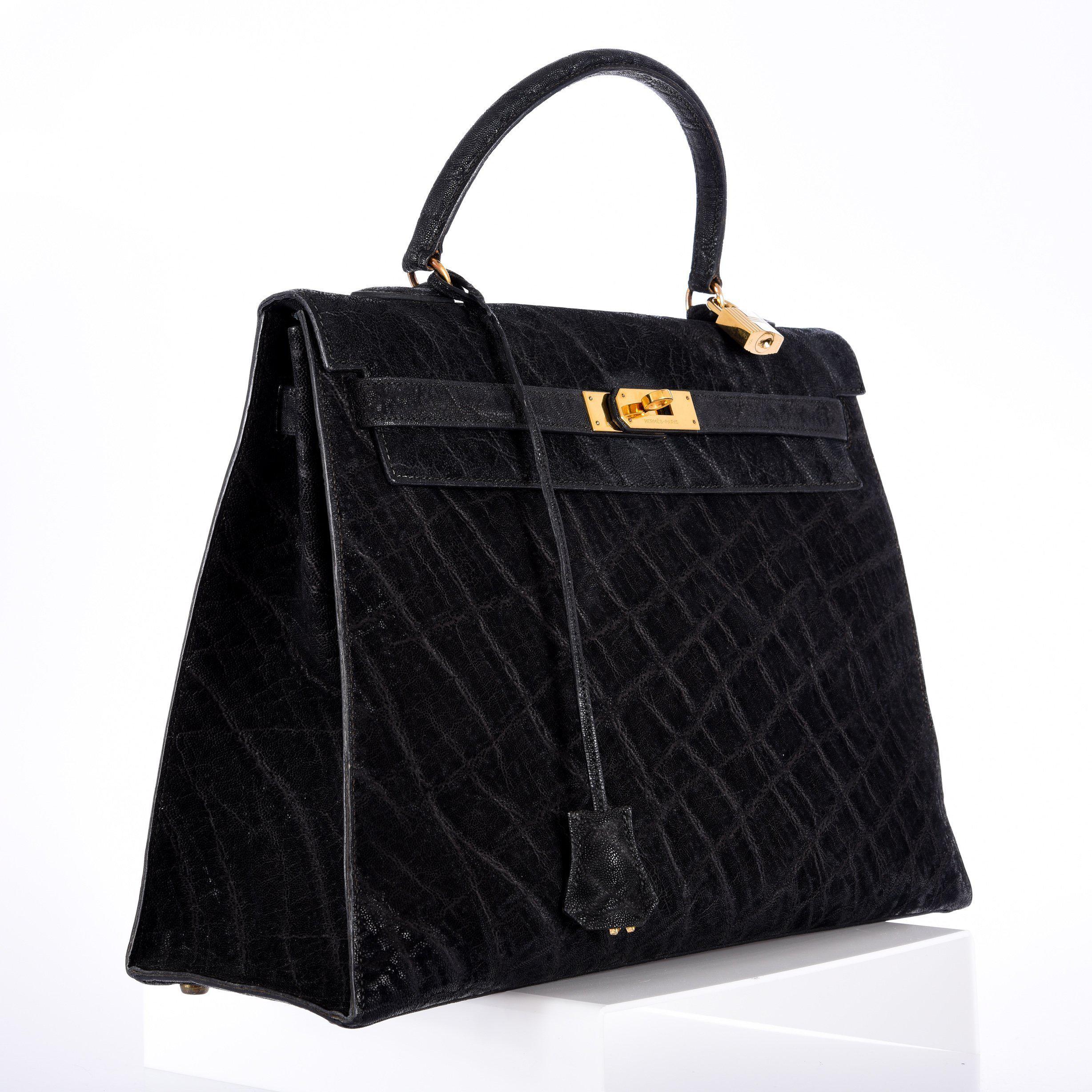 Hermès Kelly 35 Sellier Black Elephant Hide Gold Hardware、mySite、garminoutage.com
