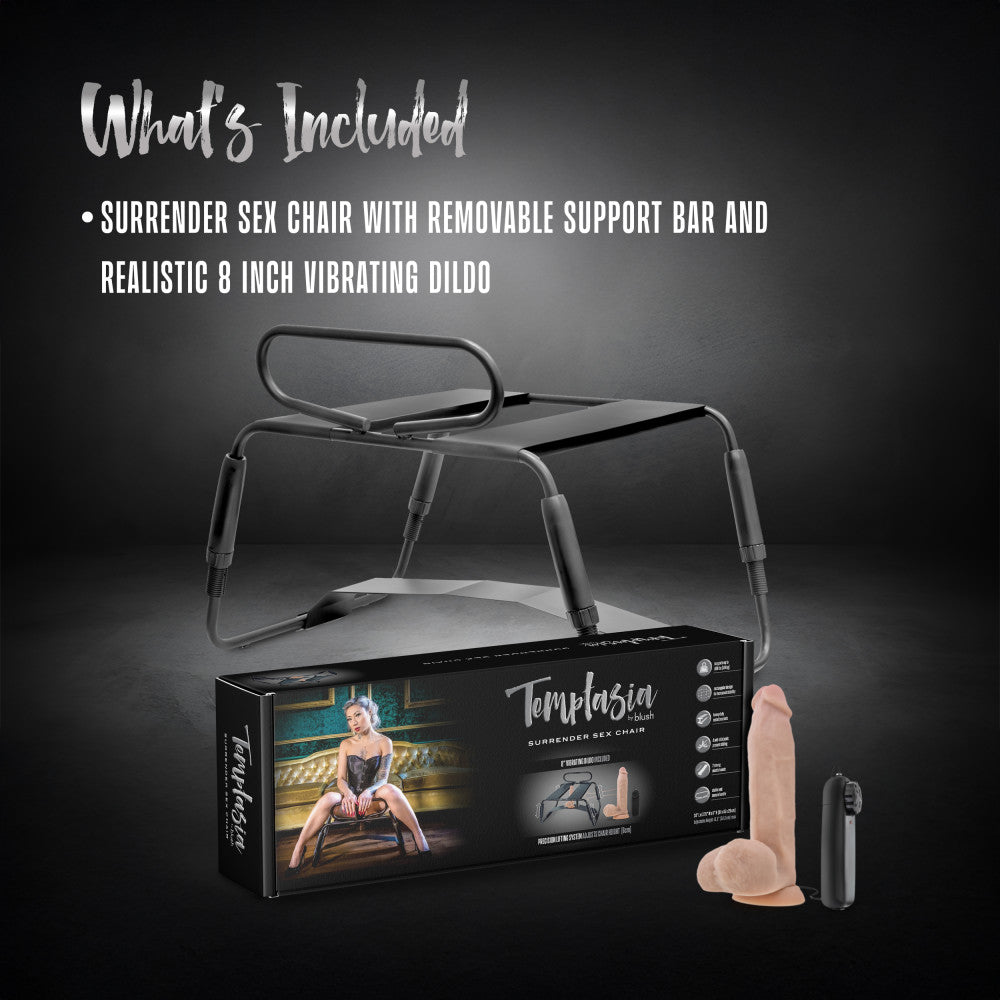 Temptasia By Blush® | Surrender Sex Chair in Black - Unlimited Sex Positions With Strong Brackets & 4 Anti-Skid Pads - BDSM & Bondage Equipment、mySite、bottomscart