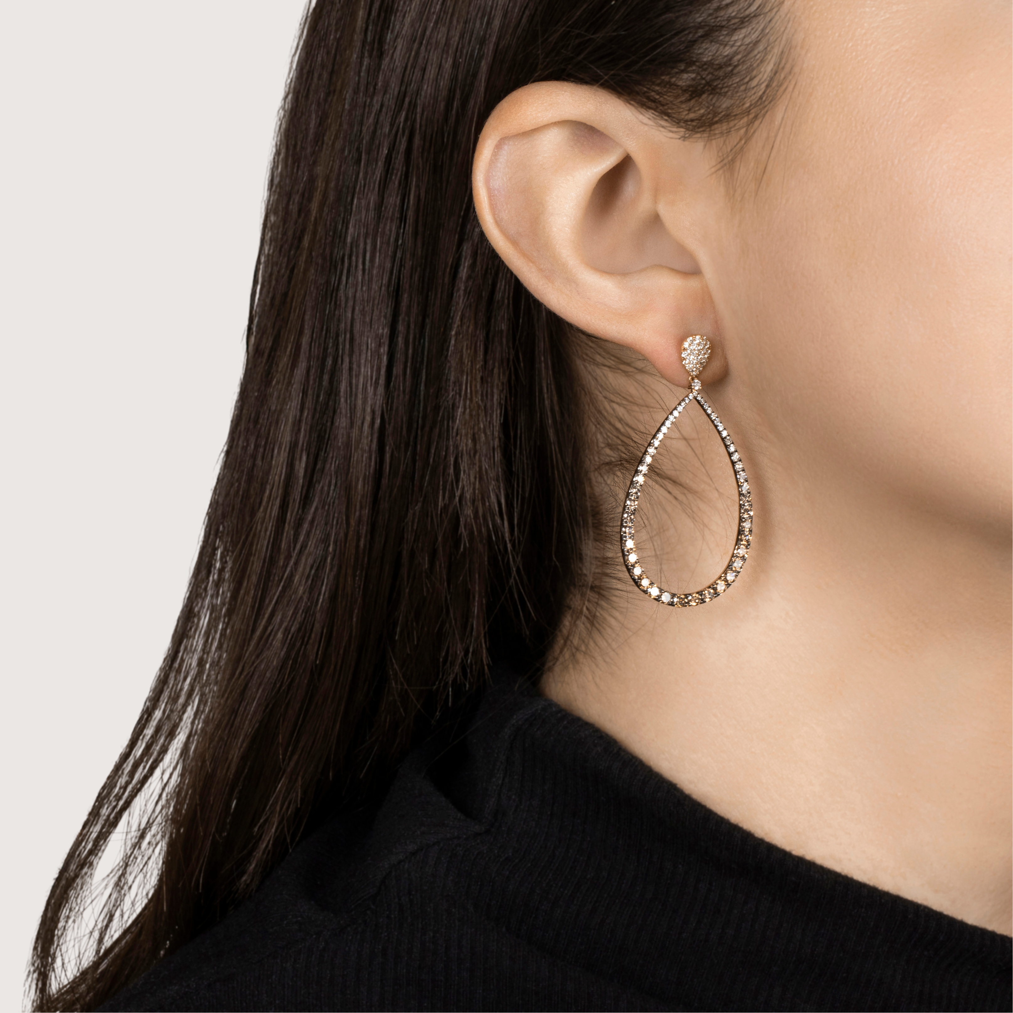 Vintage 14k Rose Gold 2.76cttw White & Champagne Diamond Dangle Earrings、mySite、hinf8tx79