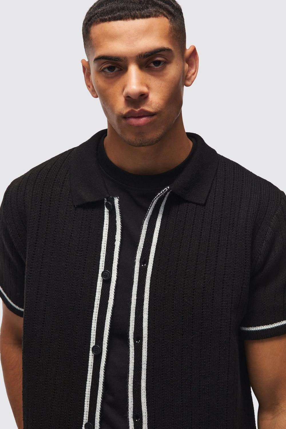  Boohooman Regular Fit Contrast Stripe Knitted Zip Up Polo Shirt Black、mySite、justintrudeaud