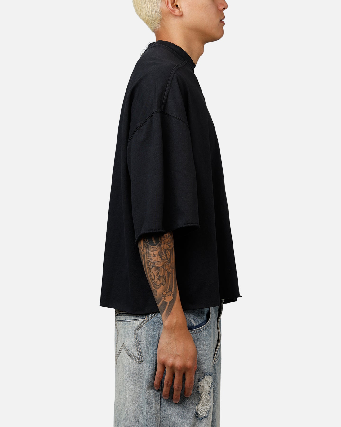 MNML Oversized Raw Hem T-Shirt Washed Black、mySite、zt4zffjzw