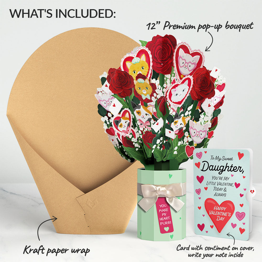You Make My Heart Purr Cat Valentine Bouquet and Sentiment Set for Daughter、mySite、solidvoid