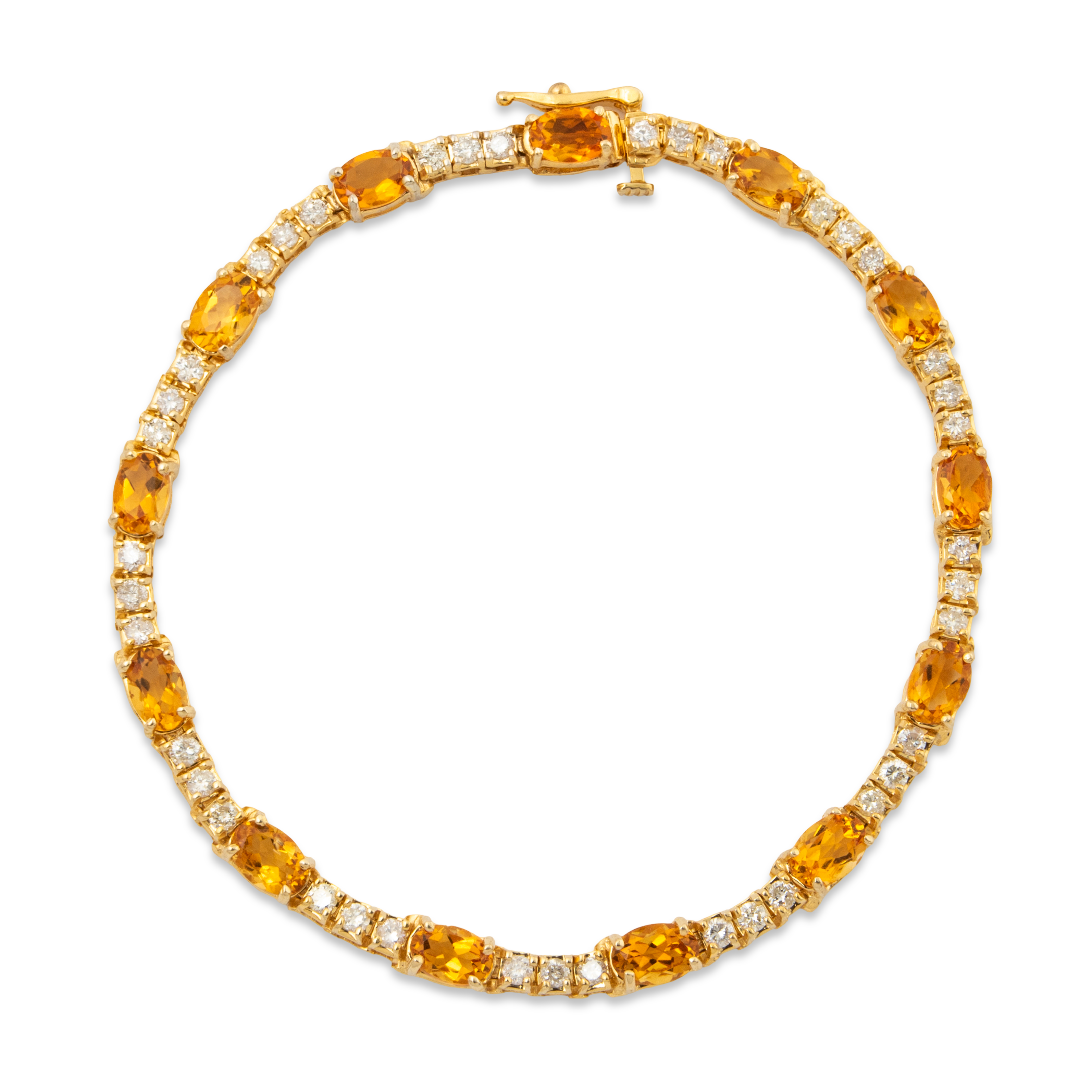 Vintage 14k Yellow Gold 5.98cttw Citrine 1.36cttw Diamond Station Bracelet 7.25、mySite、hinf8tx79
