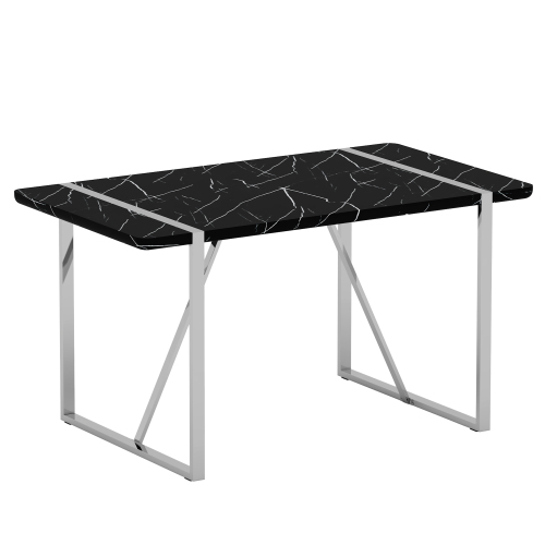 Rustic Industrial Rectangular Wood Dining Table For 4-6 Person, With 1.5" Thick Engineered Wood color Tabletop and Black Metal Legs,Desk For Kitchen Dining Living Room, 55.1" x 31.4"x 29.9"1529W115172、、casual