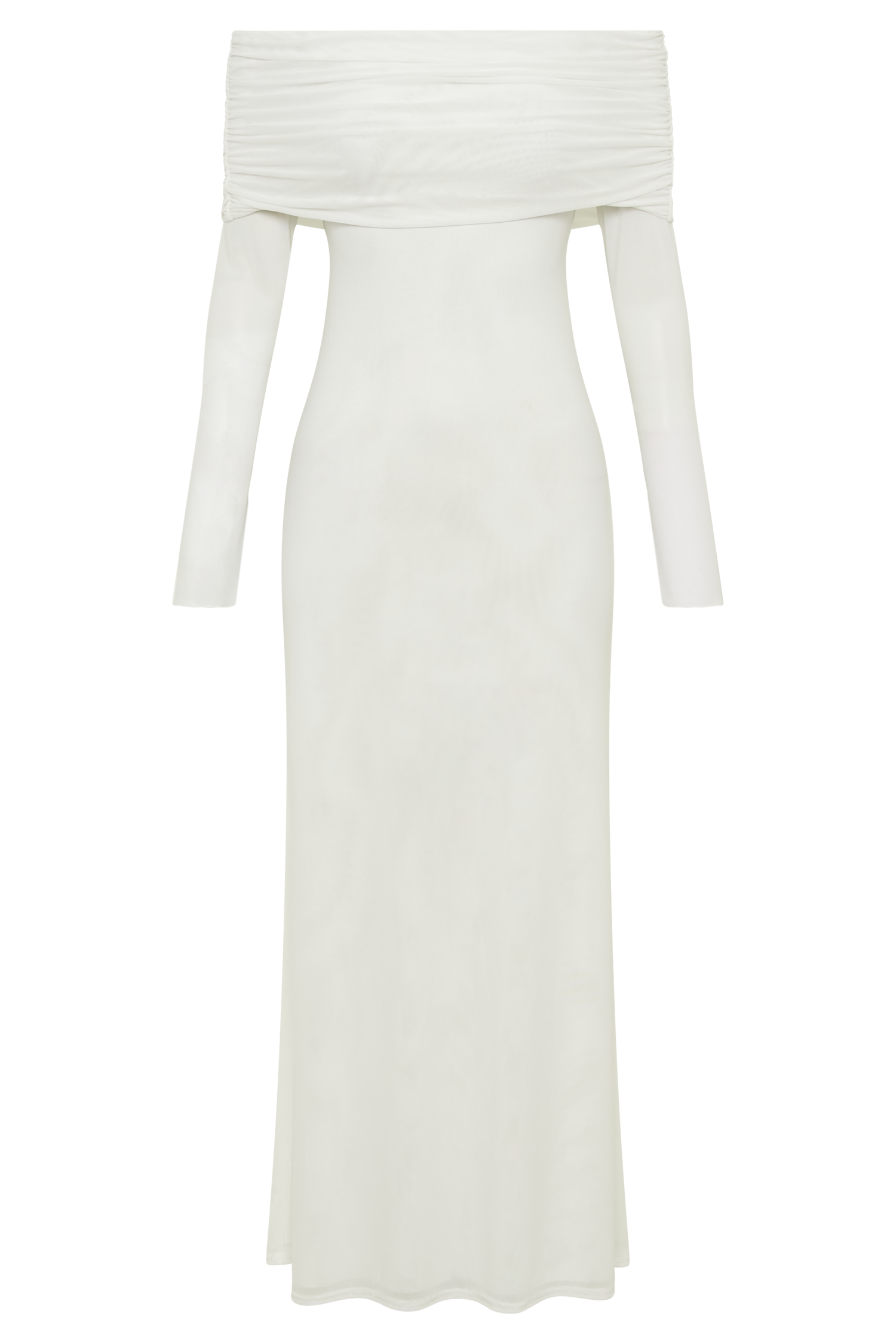 Josie Off Shoulder Mesh Maxi Dress - Ivory、mySite、solidvoid