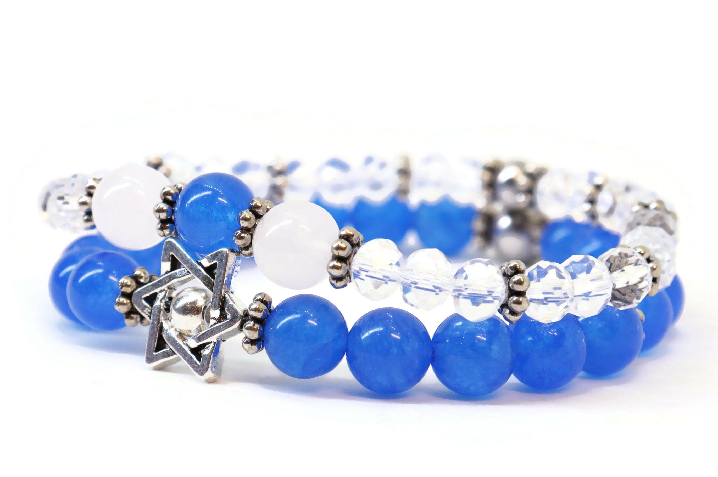 Blue and White Jade Star of David Bracelet Set、mySite、topwebapps