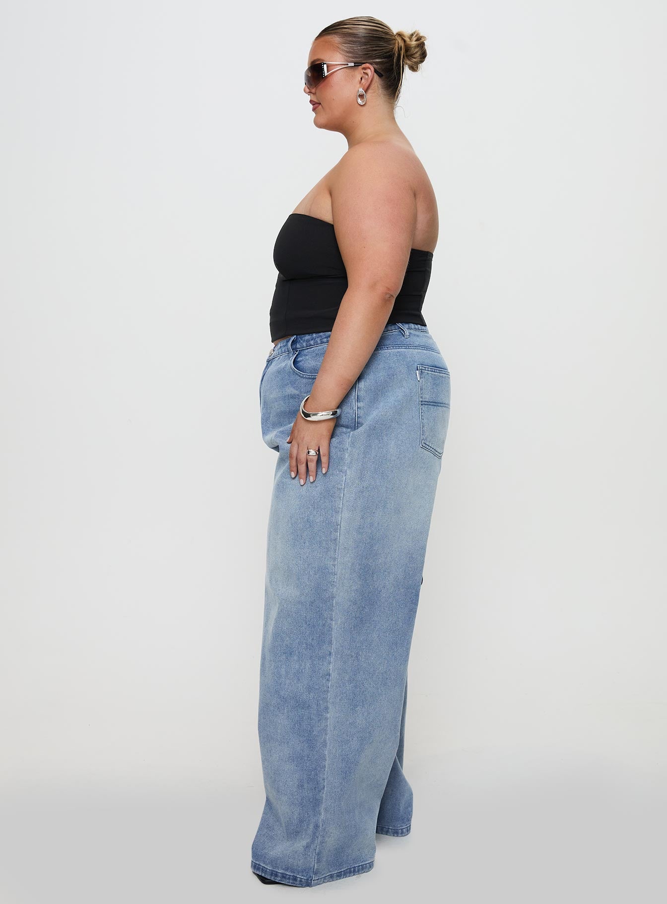 Naylor Wide Leg Jeans Light Wash Denim Curve、mySite、solidvoid