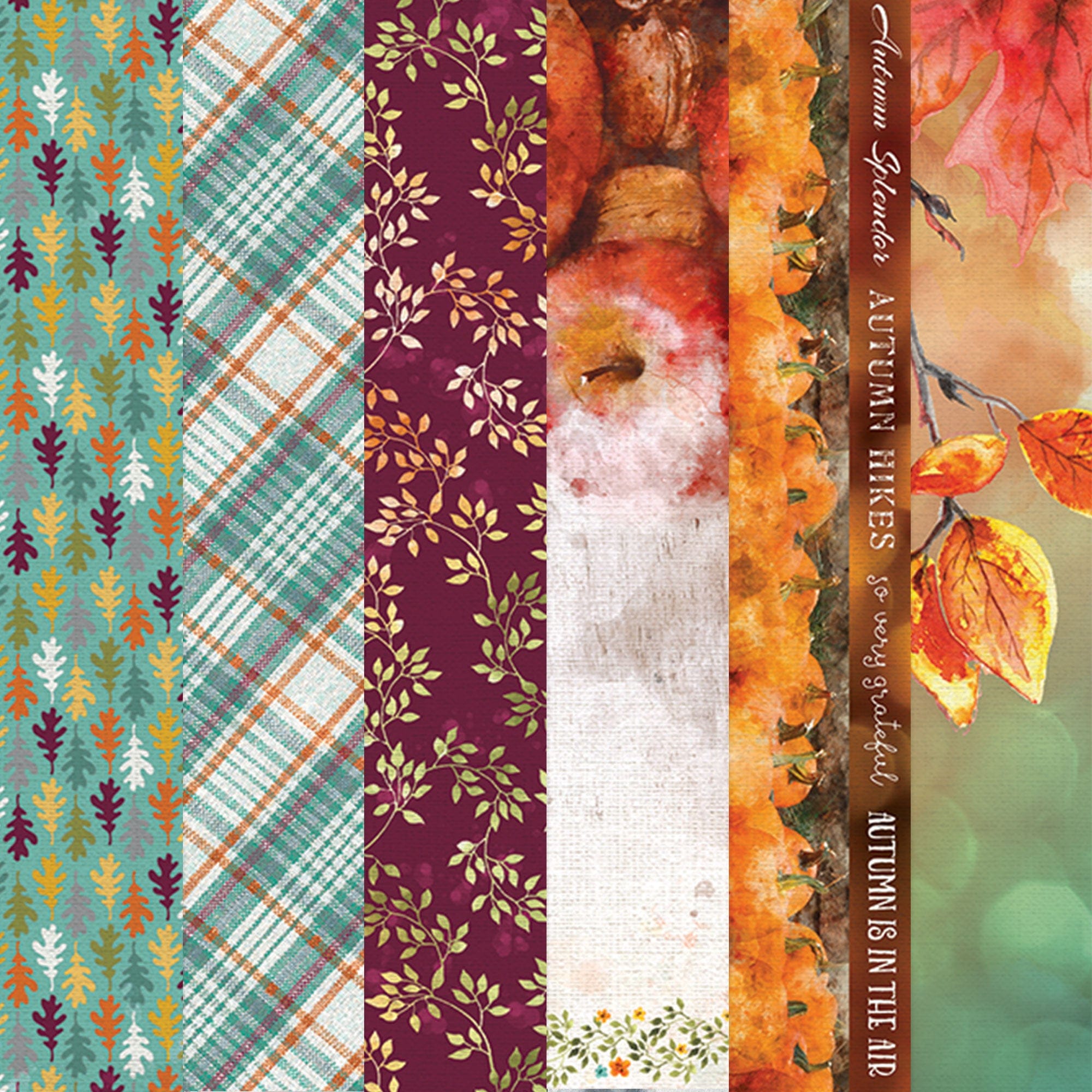  AUTUMN WOODS PATTERN 12 X12 SCRAPBOOK PAPER SET、mySite、ghnorth