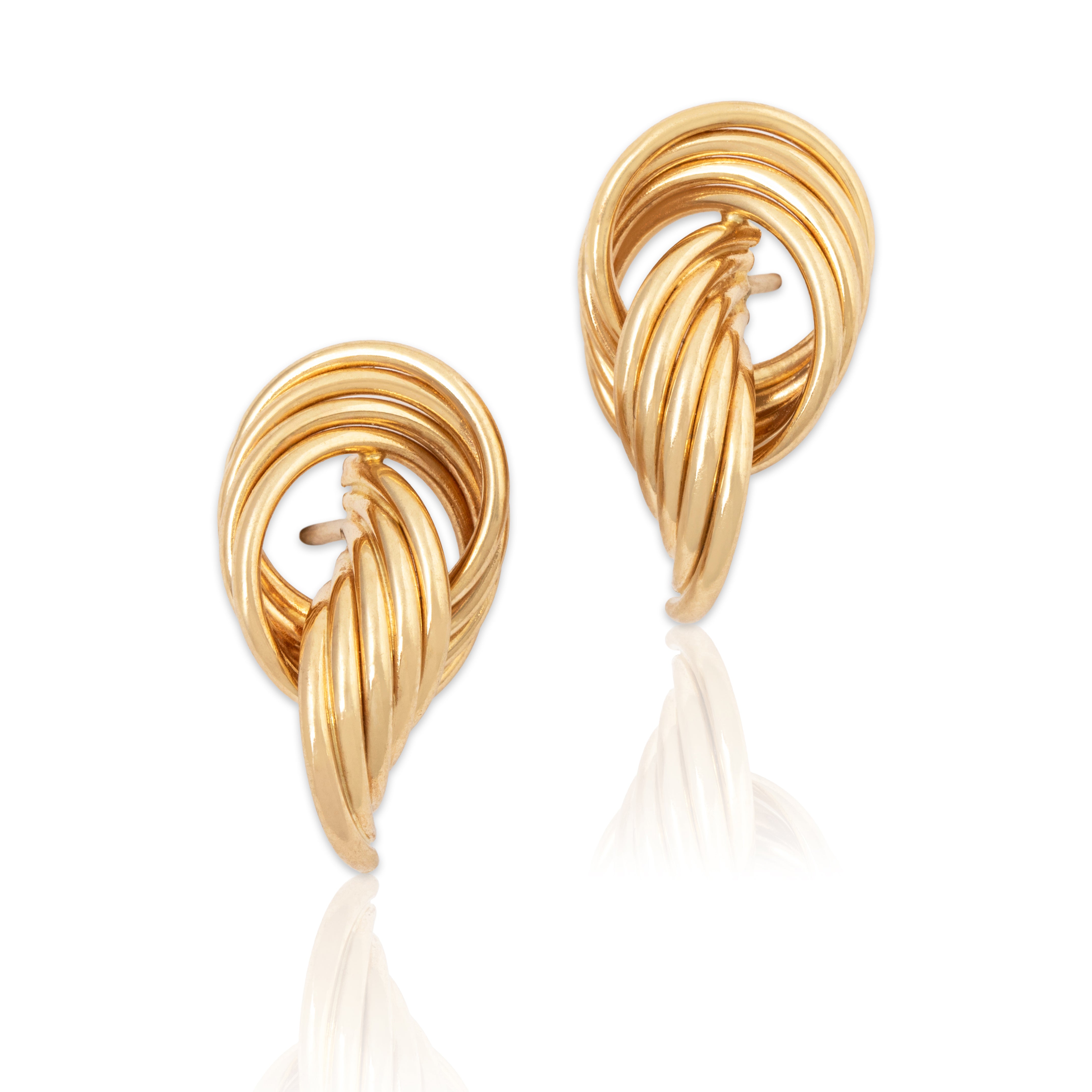Vintage 14k Yellow Gold Swirling Knots Earrings、mySite、hinf8tx79