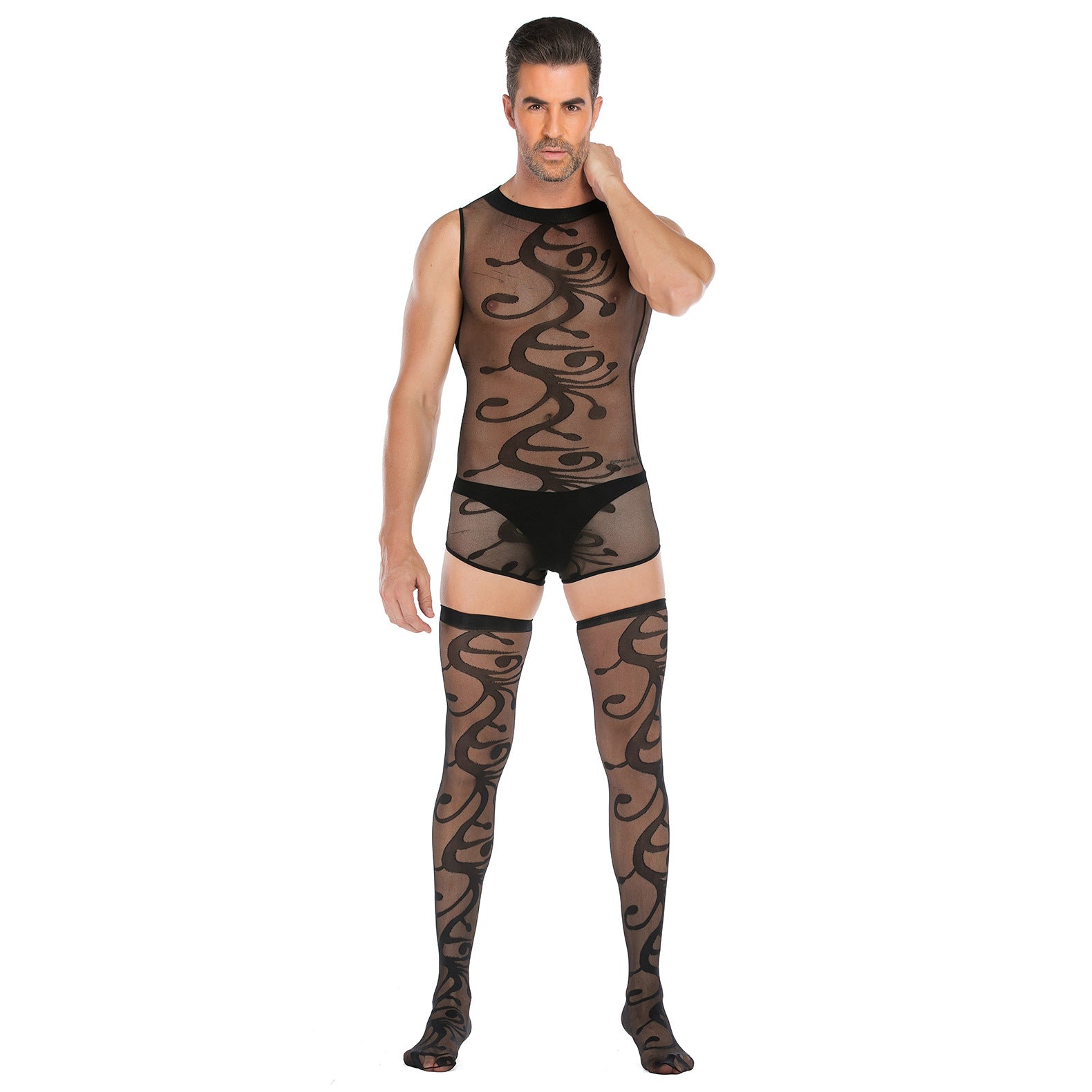 Men's Sexy Leotard And Stocking Set | One Size、mySite、bottomscart