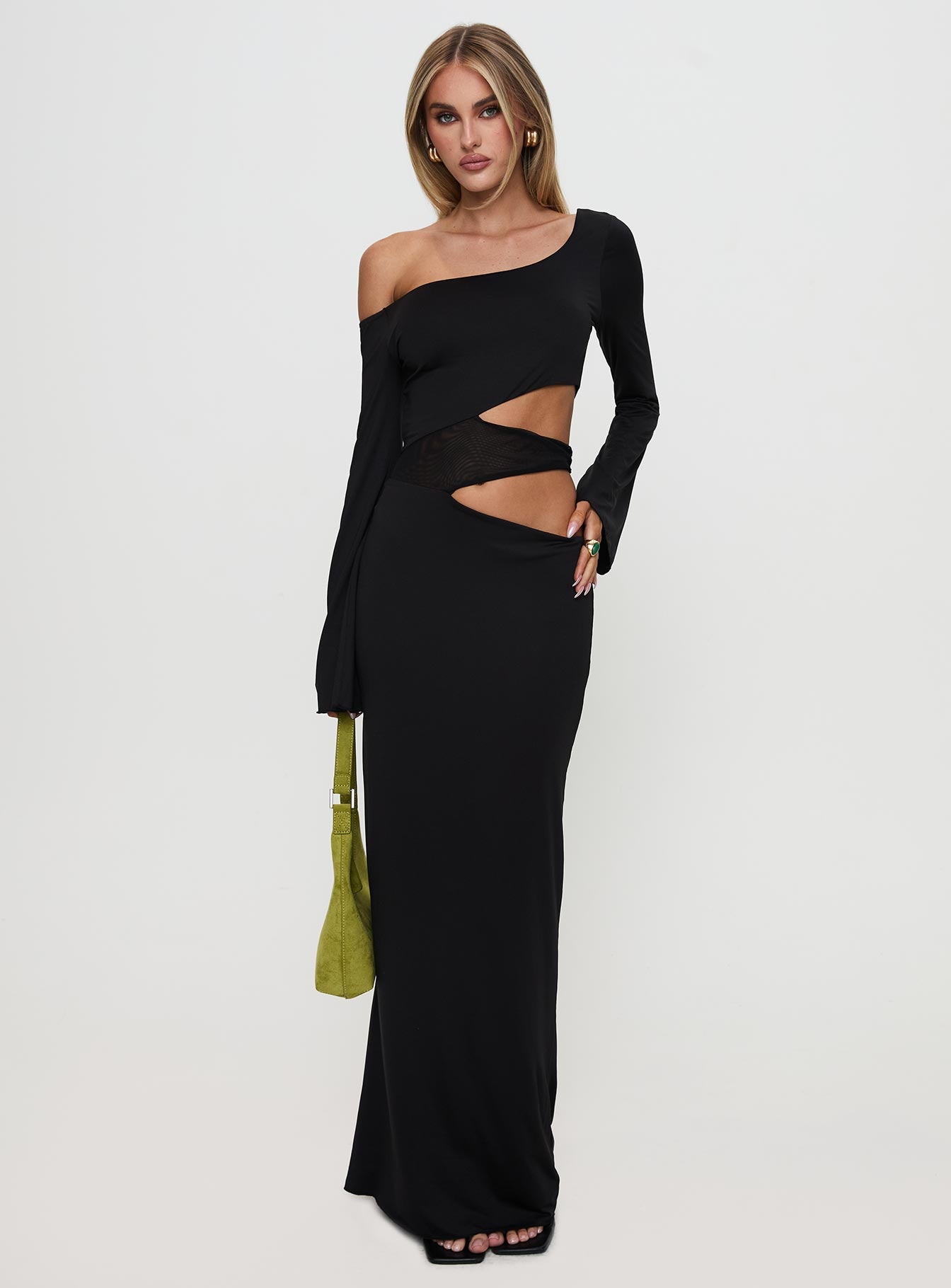 Kazimier Long Sleeve Maxi Dress Black、mySite、solidvoid