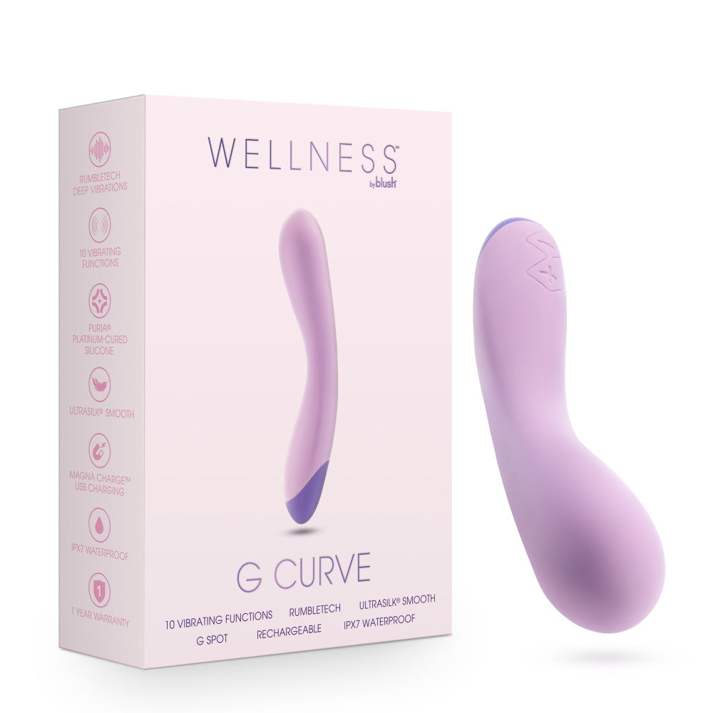 Wellness By Blush™ | G Curve G-Spot Purple UltraSilk® Vibrator - Made with Puria™ Silicone、mySite、bottomscart