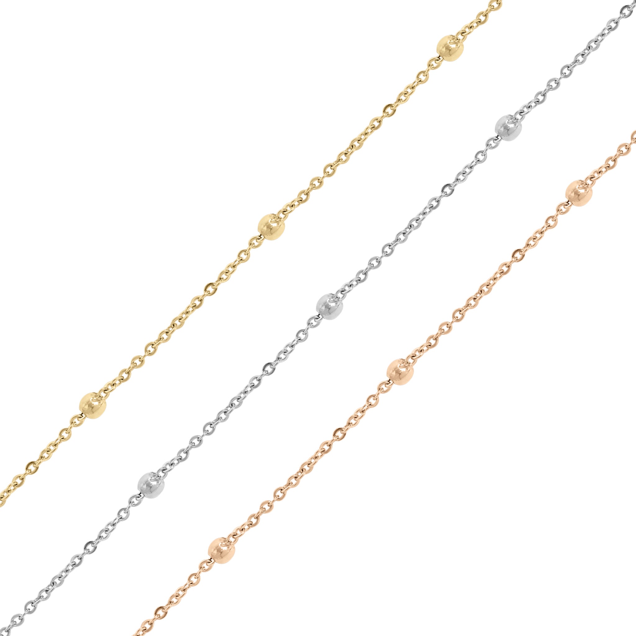 3mm 18K Gold PVD Stainless Steel Beaded Satellite Permanent Jewelry Chain By The Foot / SPL1007、mySite、dreamappss