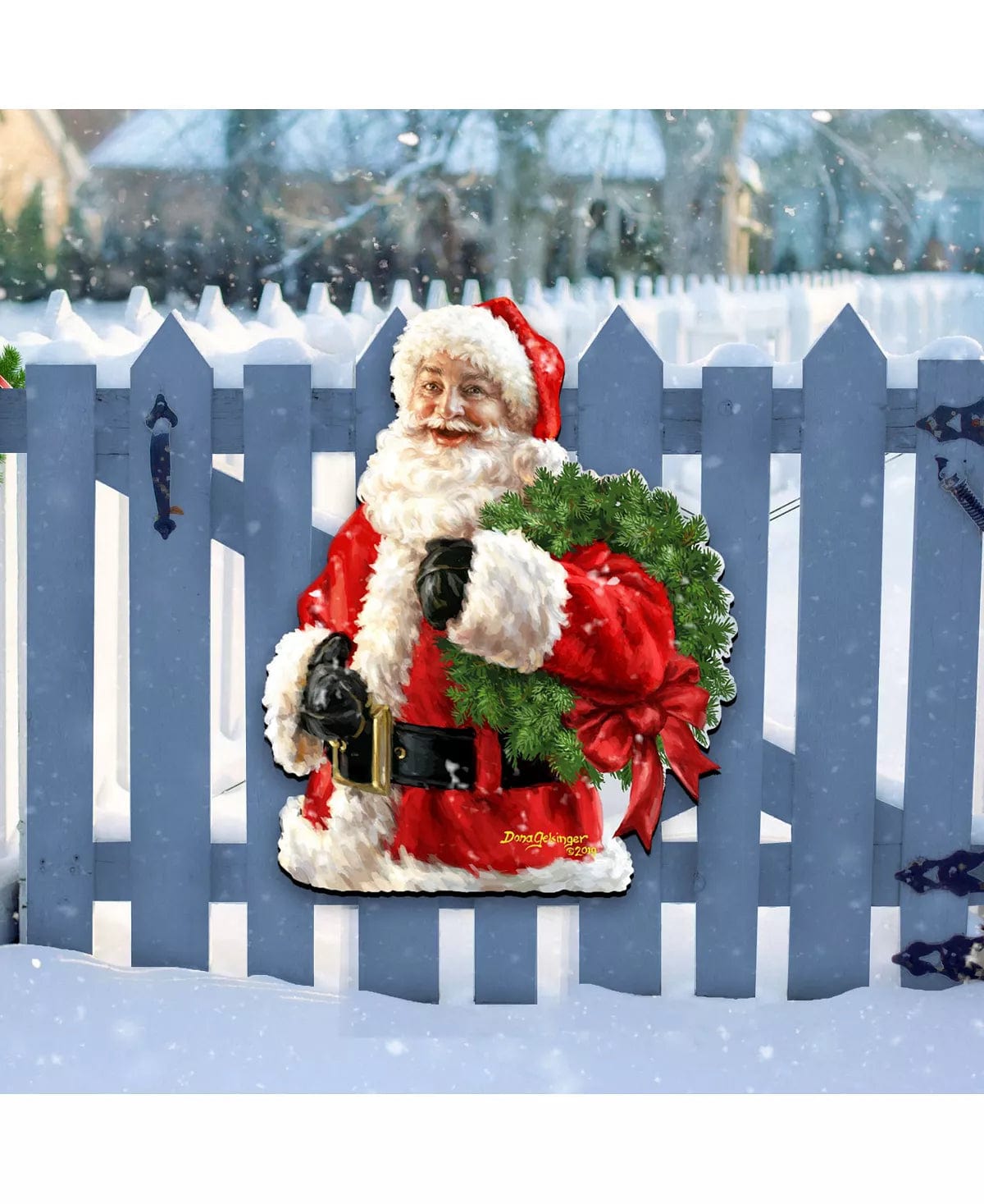 Dona Gelsinger Santa Wreath Wooden Wreath Classic Christmas Decorative Collection、mySite、g9winljtr