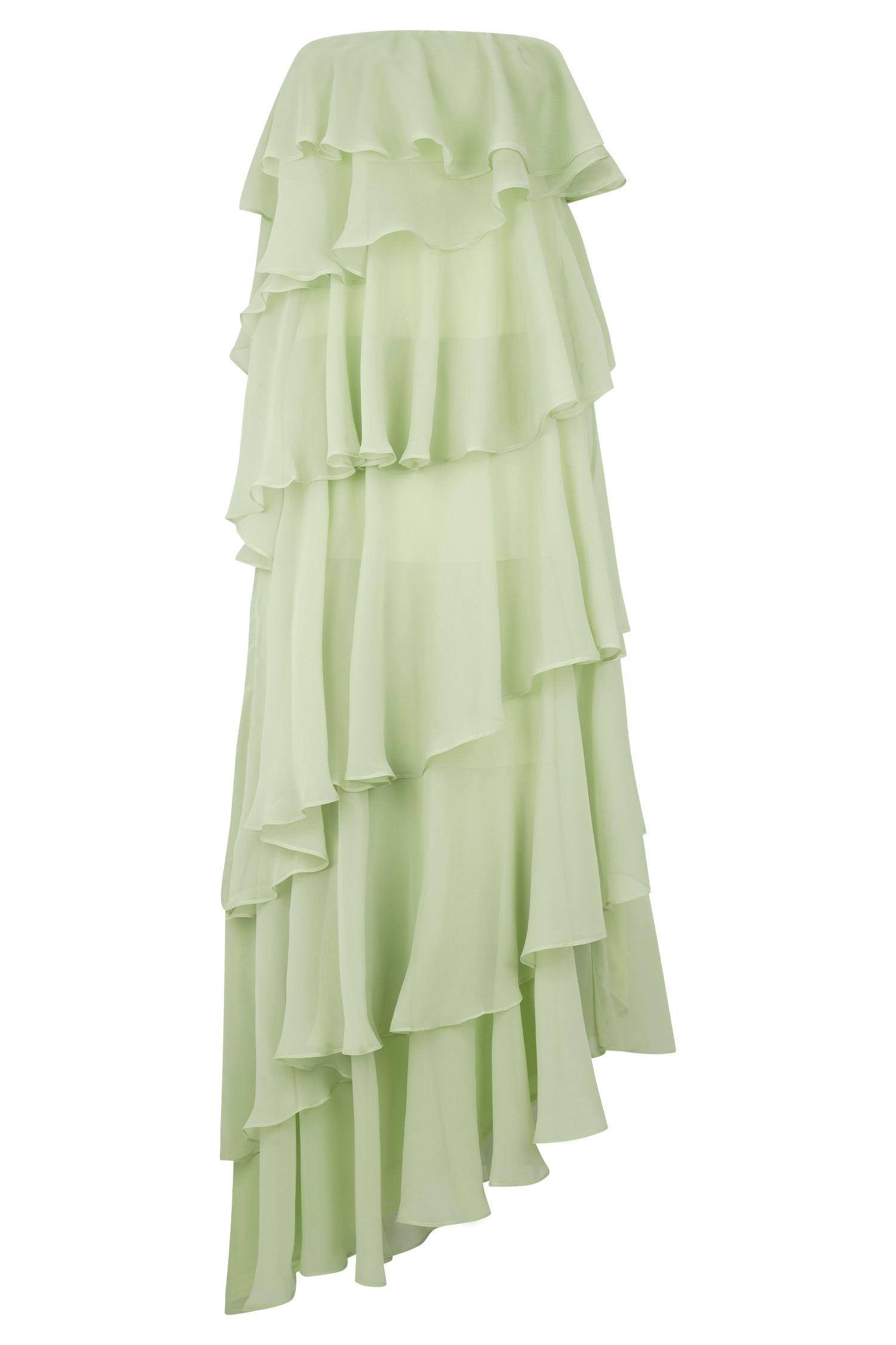 Alexa Ruffle Chiffon Maxi Dress - Pastel Lime、mySite、solidvoid