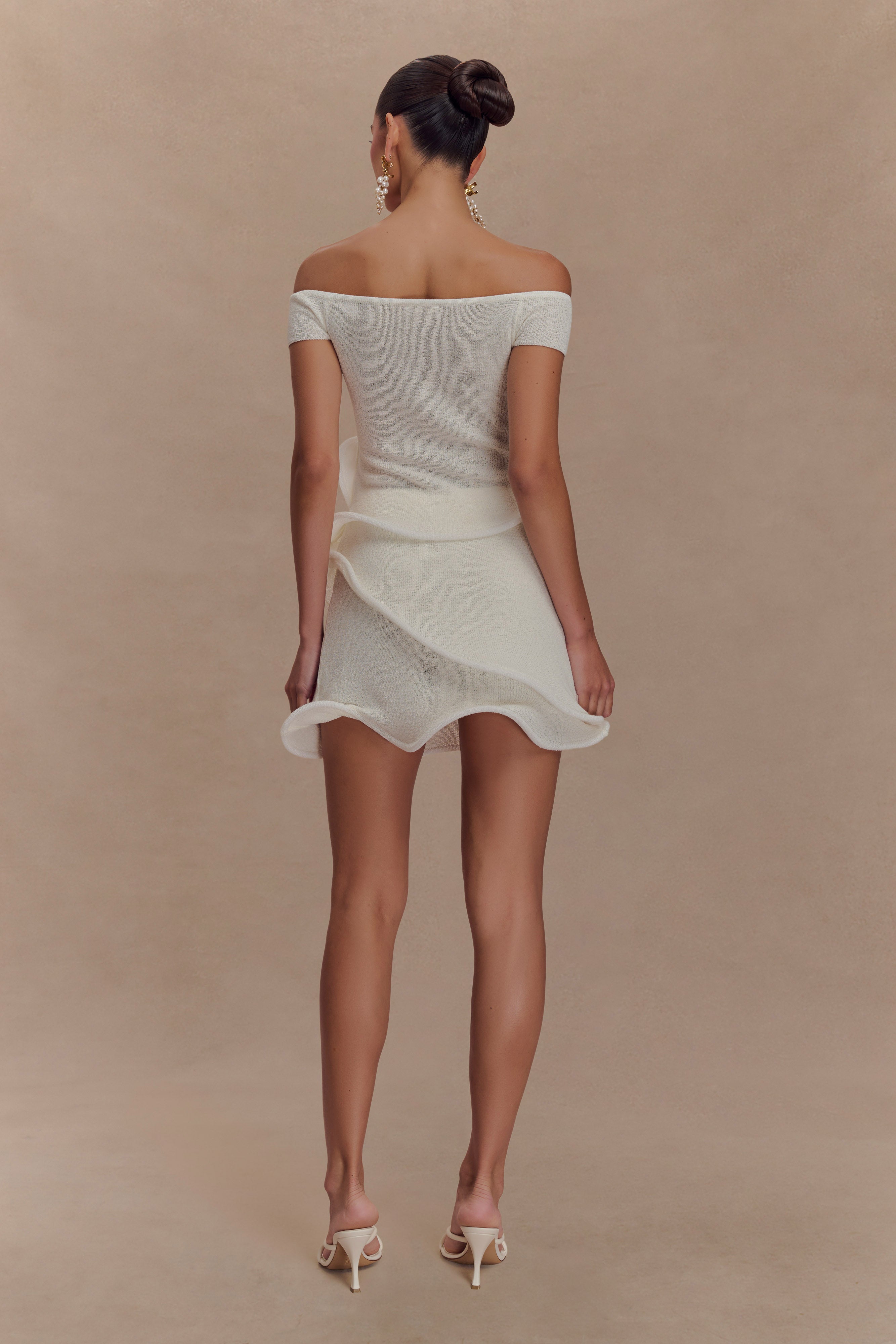 Haisley Off Shoulder Knit Top - Ivory、mySite、solidvoid