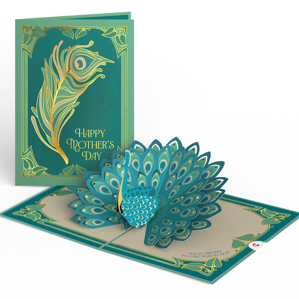 Art Deco Mother's Day Peacock Pop-Up Card、mySite、solidvoid