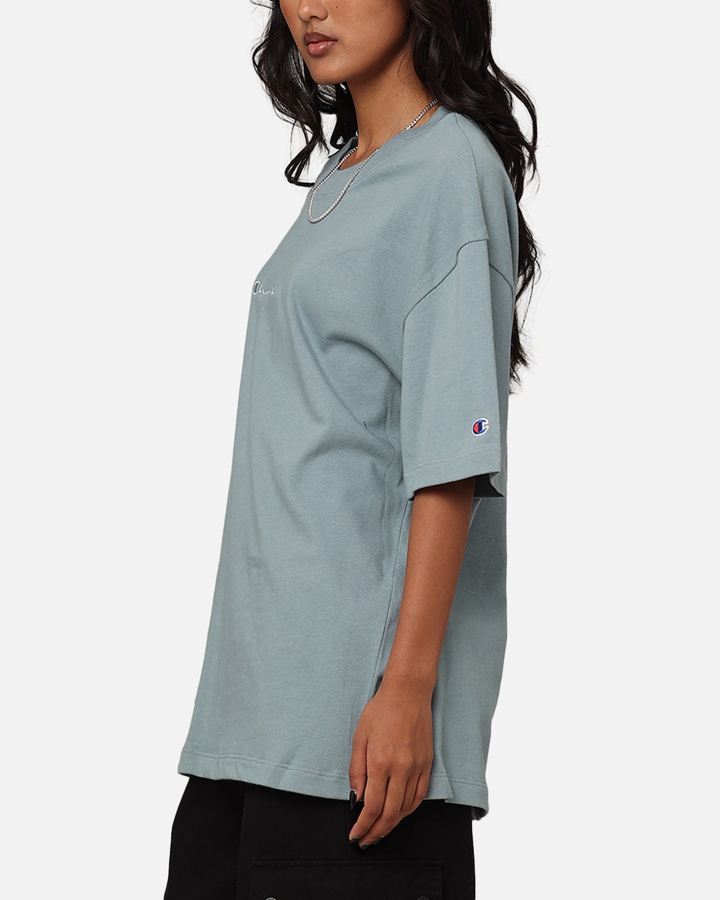 Champion Heritage New Script T-Shirt Sage Shimmer Green、mySite、zt4zffjzw