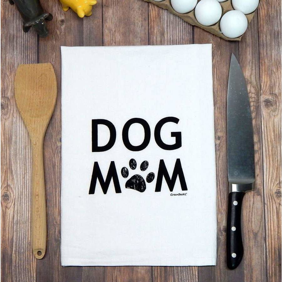Dog Mom Handprinted White Flour Sack Tea Towel with Hanging Loop、mySite、g9winljtr