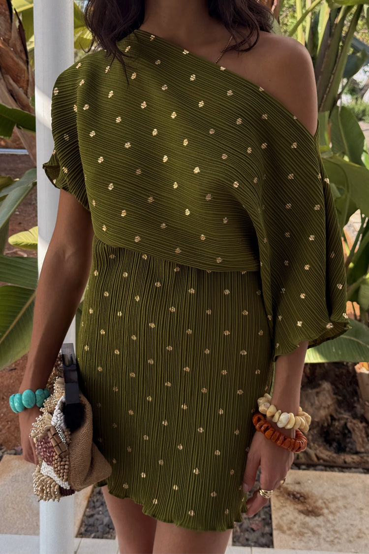 Khaki Mini Plisse Tilly Dress、mySite、solidvoid