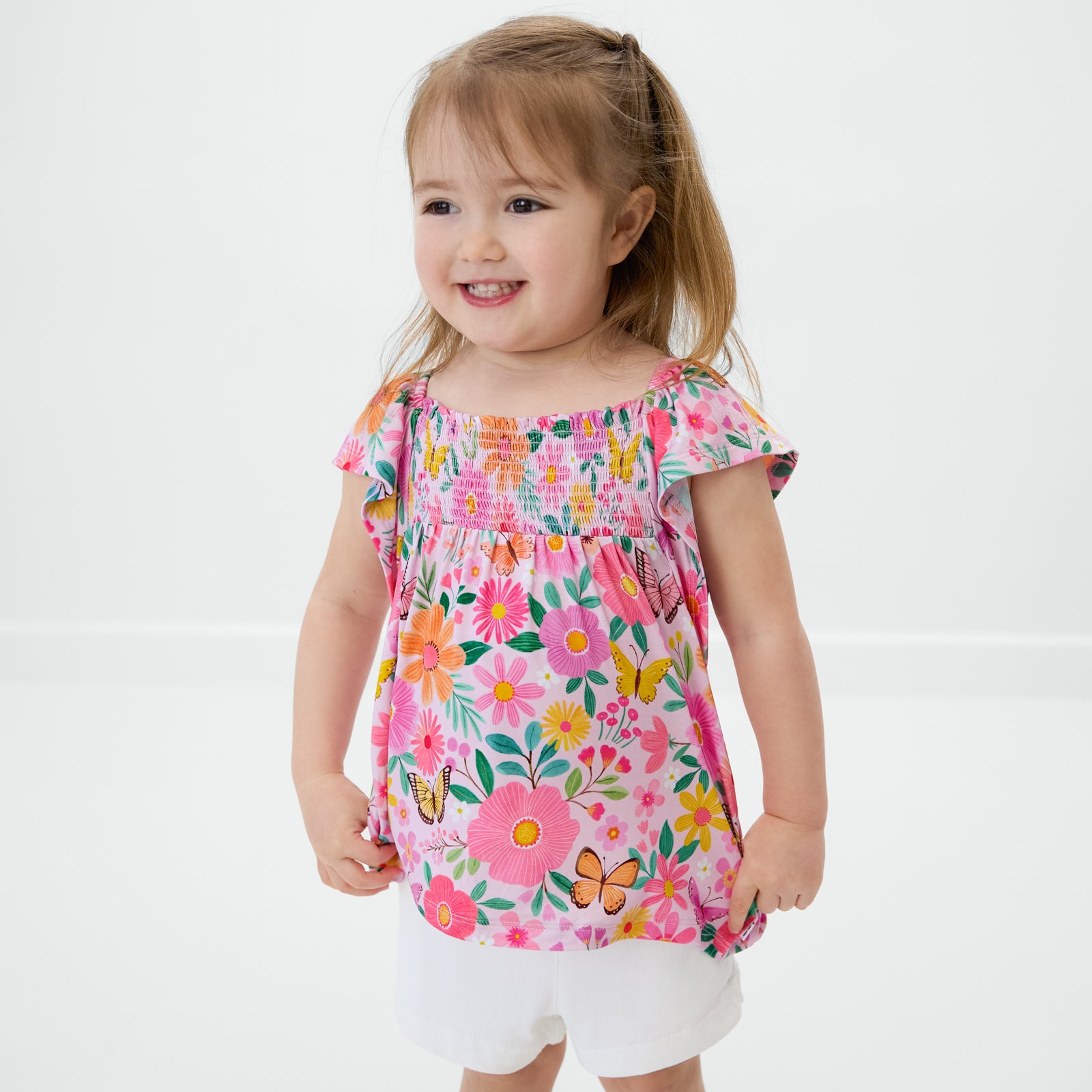 Butterfly Blooms Smocked Flutter Top、mySite、g9winljtr