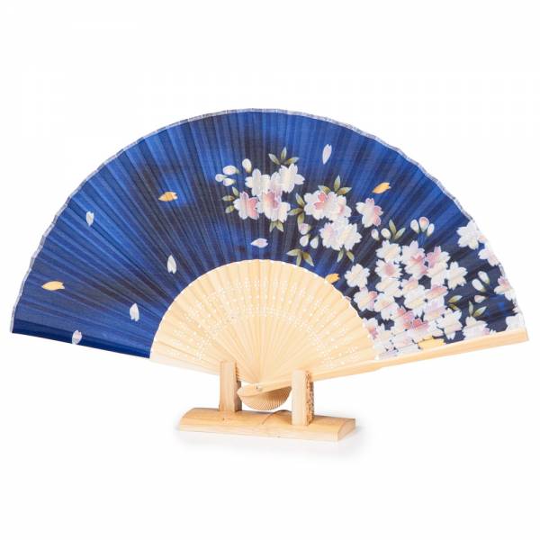 Blue Cherry Blossom Silk & Bamboo Folding Fan、mySite、topwebapps