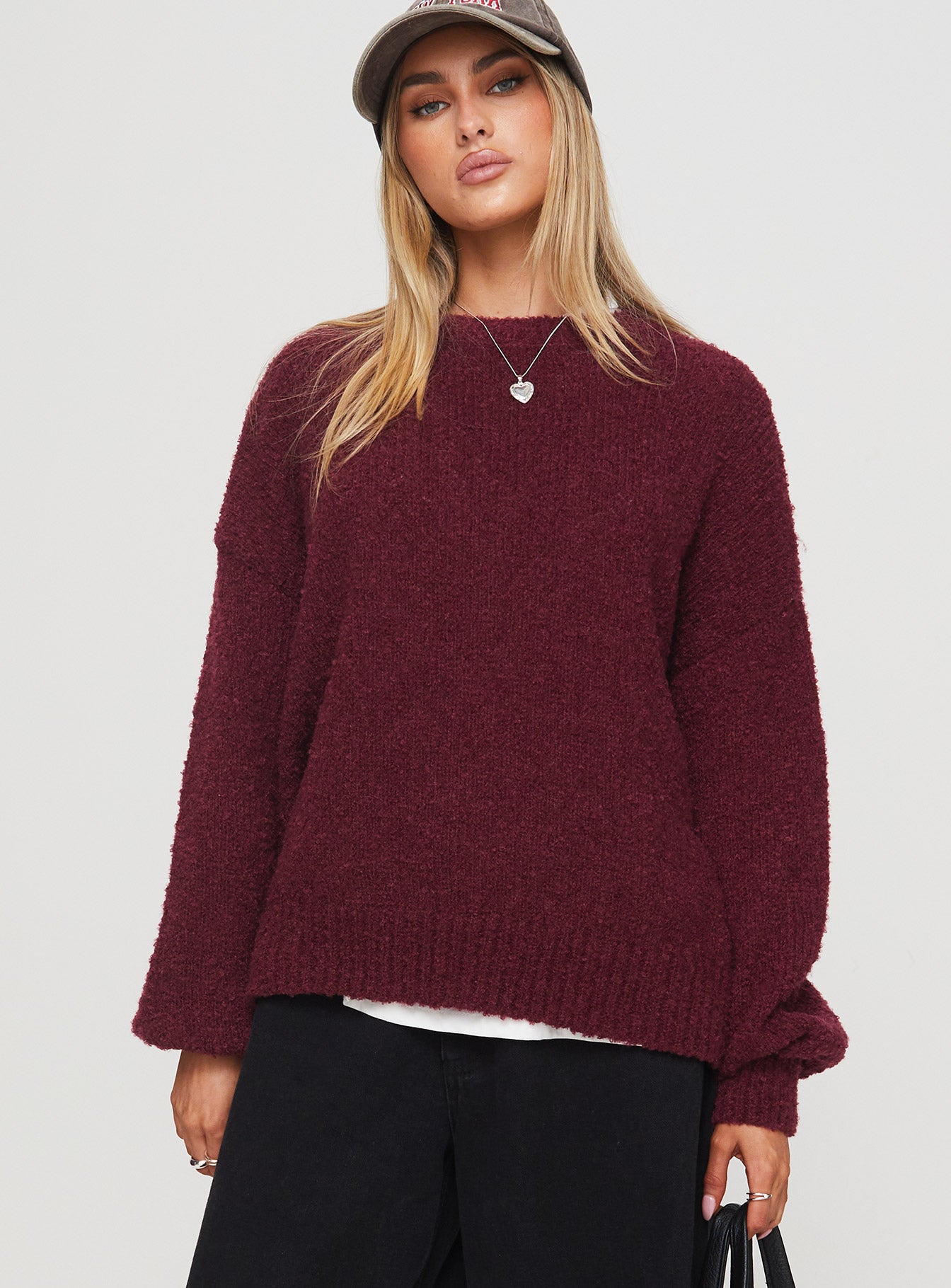 Niomie Knit Sweater Burgundy、mySite、solidvoid