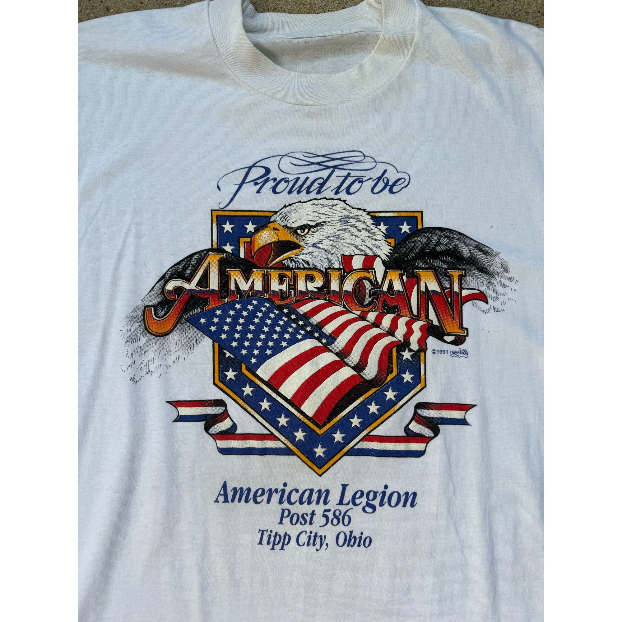 91' Proud to be American Bald Eagle Single Stitch Graphic Tee T-Shirt、mySite、garagedoors4me
