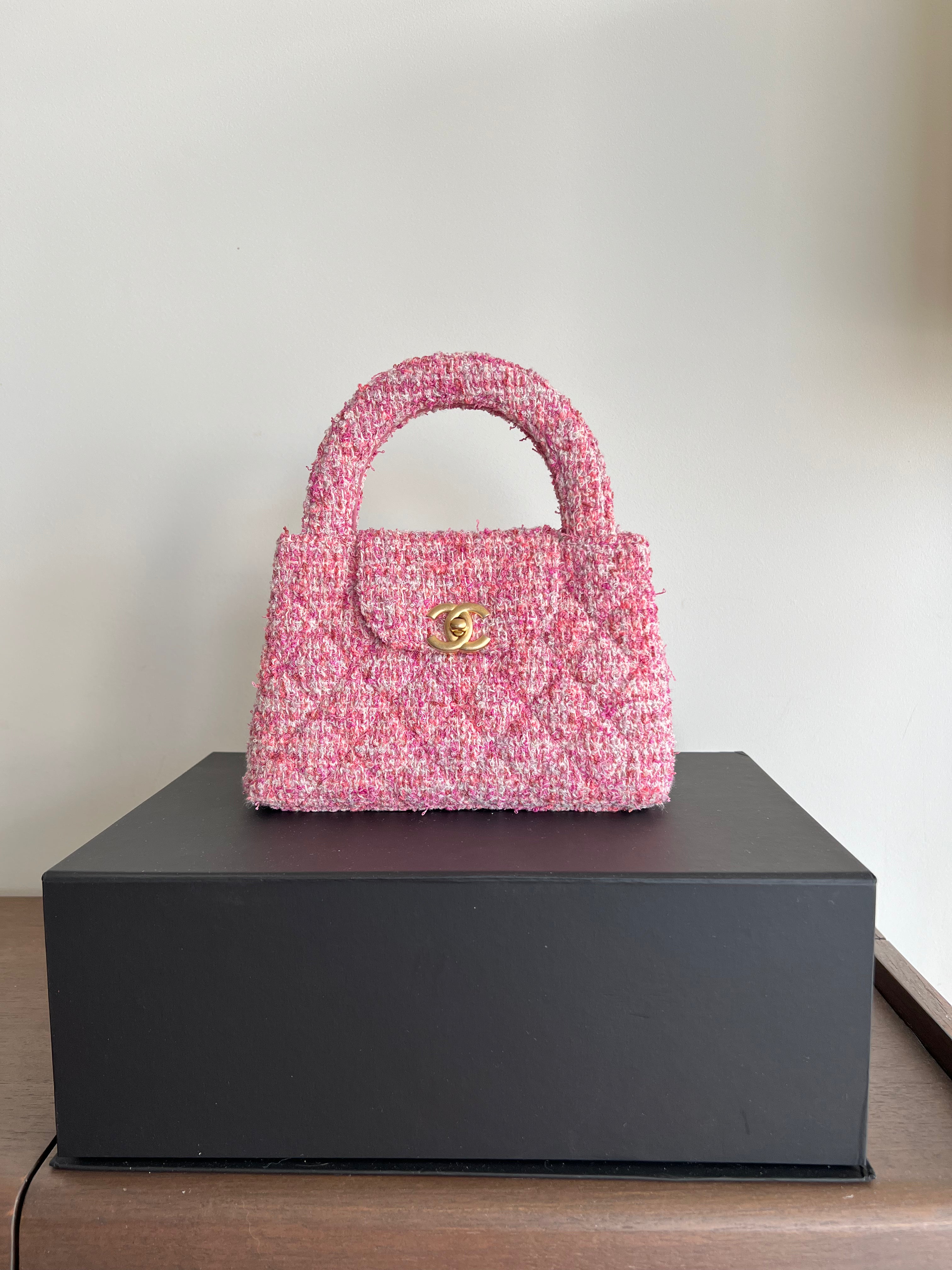 Chanel Kelly Shopping Bag Cotton Tweed Pink & Ecru (Mini)、mySite、garminoutage.com