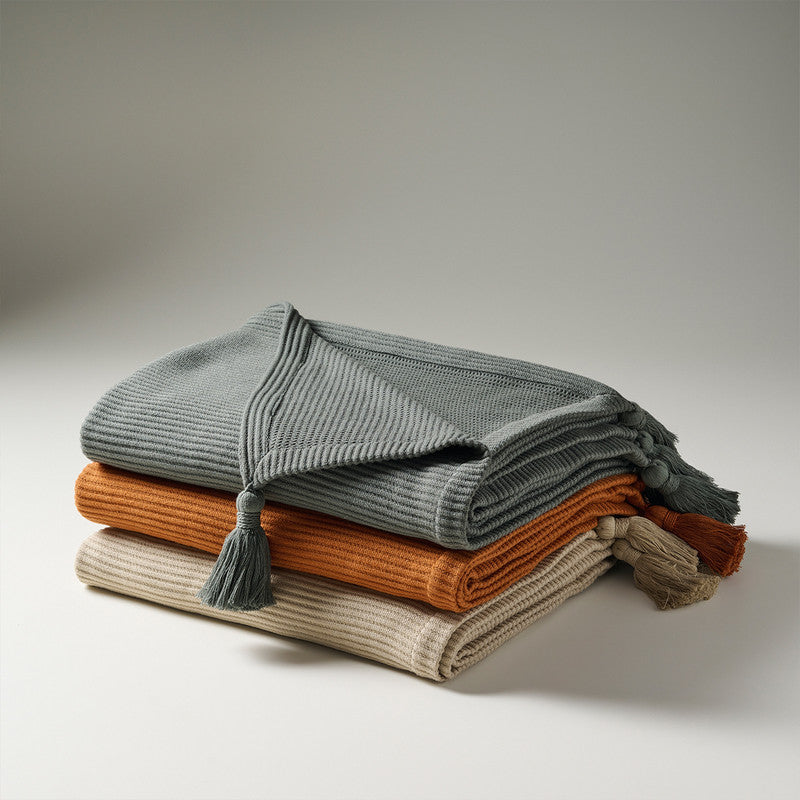 Cotton Bamboo Throw | Cord Rib | Corn Row | Cinnamon、mySite、camillekostekn