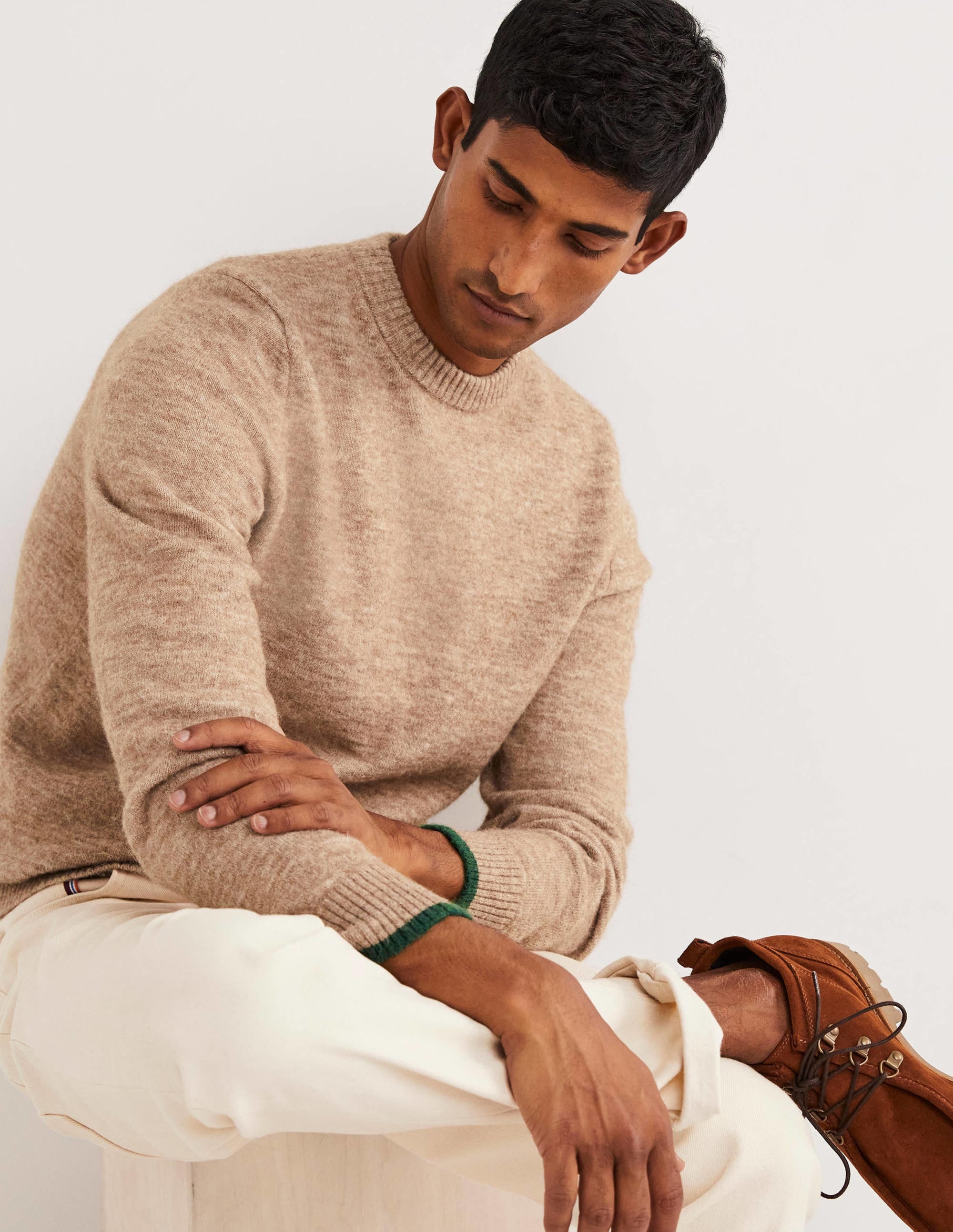  Fluffy Crew Neck Jumper-Camel Melange、mySite、ashleygrahame