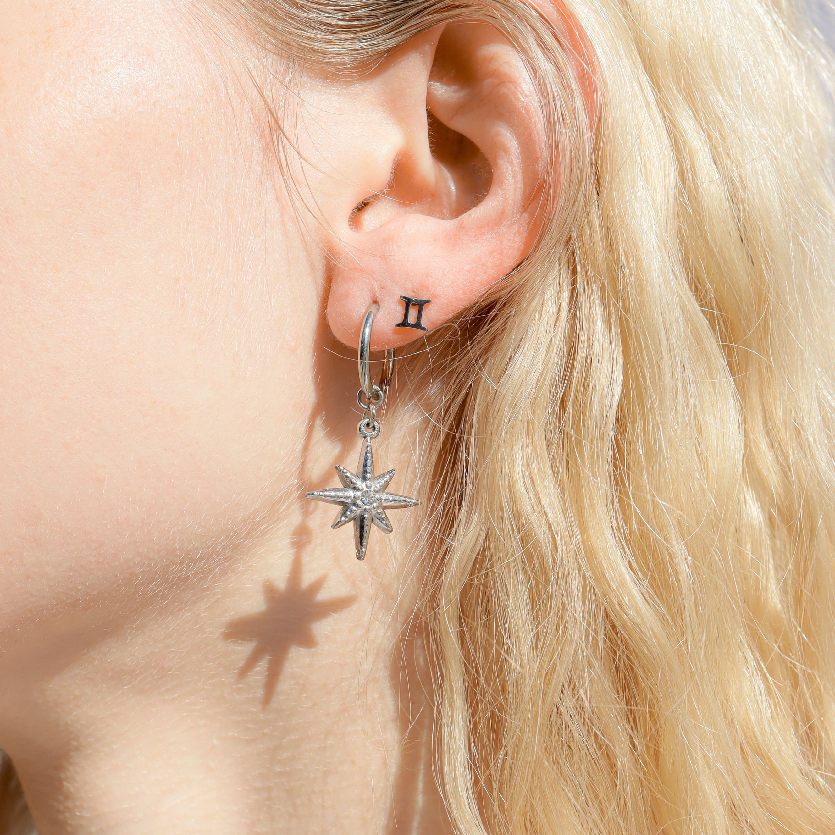 18K Gold PVD Stainless Steel Zodiac Stud Earrings / ERJ0059、mySite、dreamappss