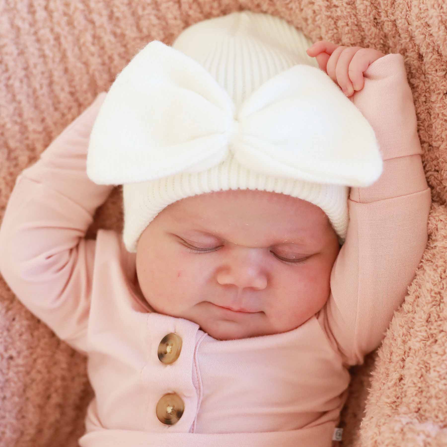  Knit Newborn Bow Beanie | Light Ivory、mySite、layawaytickets