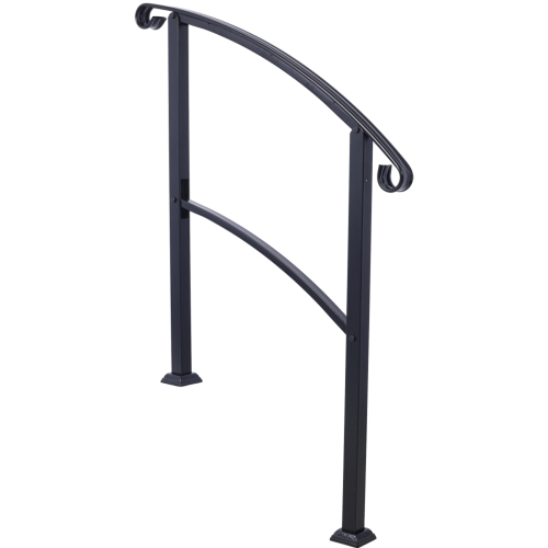 Handrails for Outdoor Steps, Fit 2 or 3 Steps Outdoor Stair Railing, Picket#2 Wrought Iron Handrail, Flexible Porch Railing, Black Transitional Handrails for Concrete Steps or Wooden Stairs、、eastwooduniform