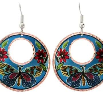 Handmade Copper Butterfly Hoop Earrings、mySite、g9winljtr