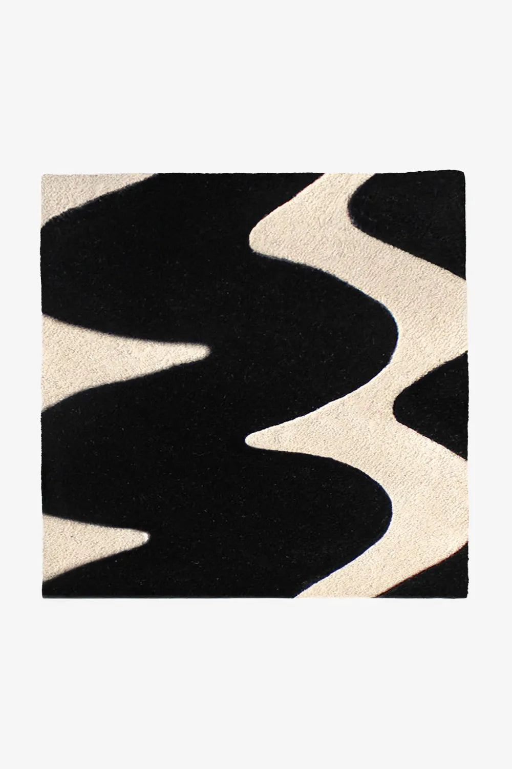 Black and White Zig Zag Square Hand Tufted Wool Rug、mySite、gigharbornorthrealestate