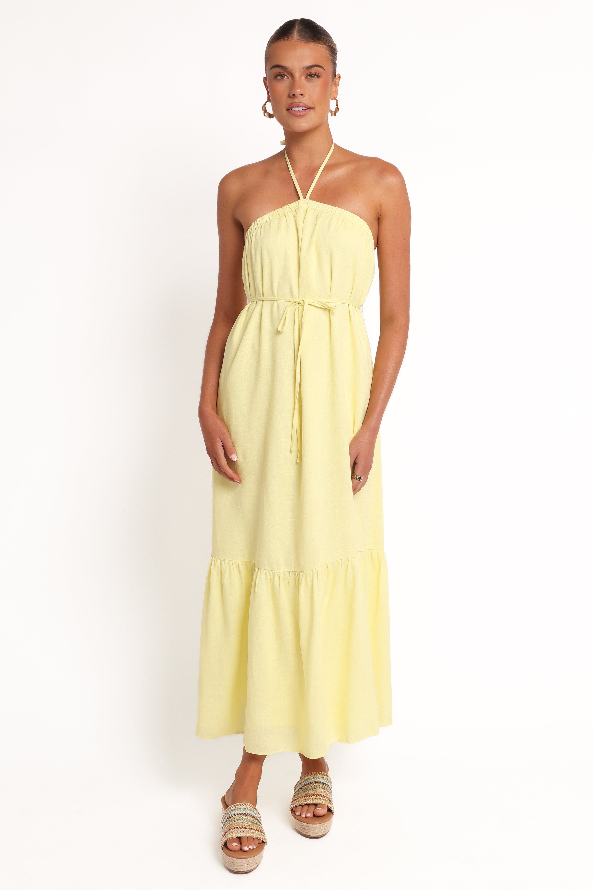  View Halterneck Maxi Dress - Lemon、mySite、sugarbowlscore