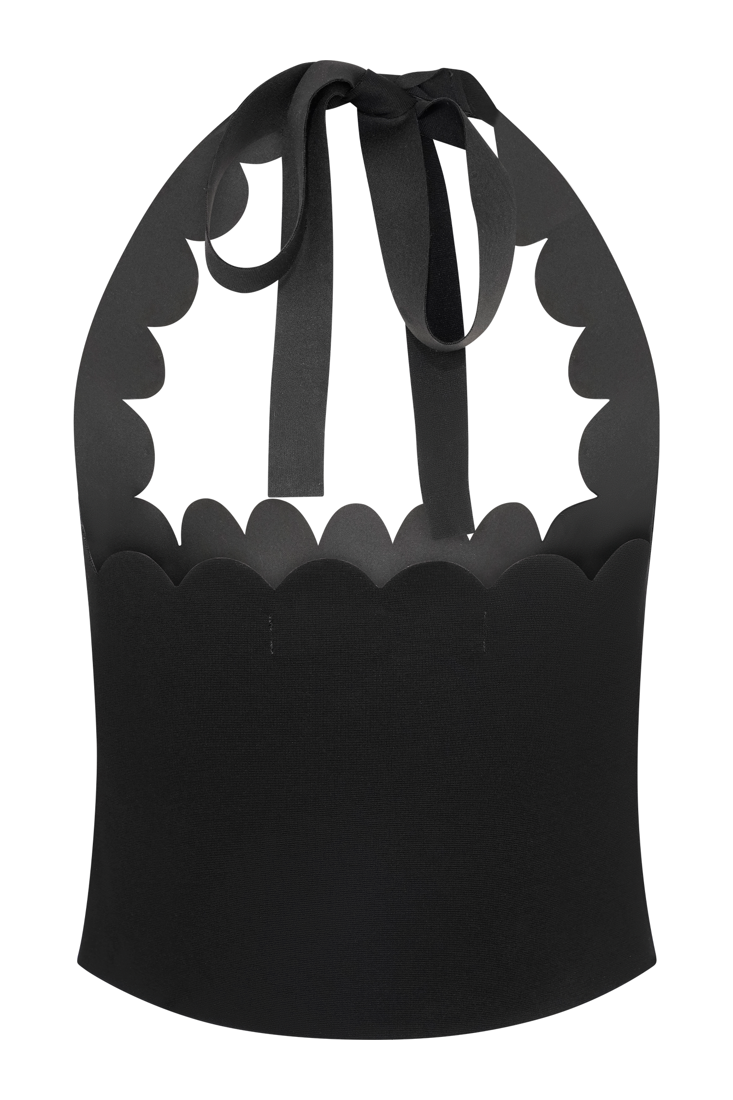 Selena Scalloped Jersey Halter Top - Black、mySite、solidvoid