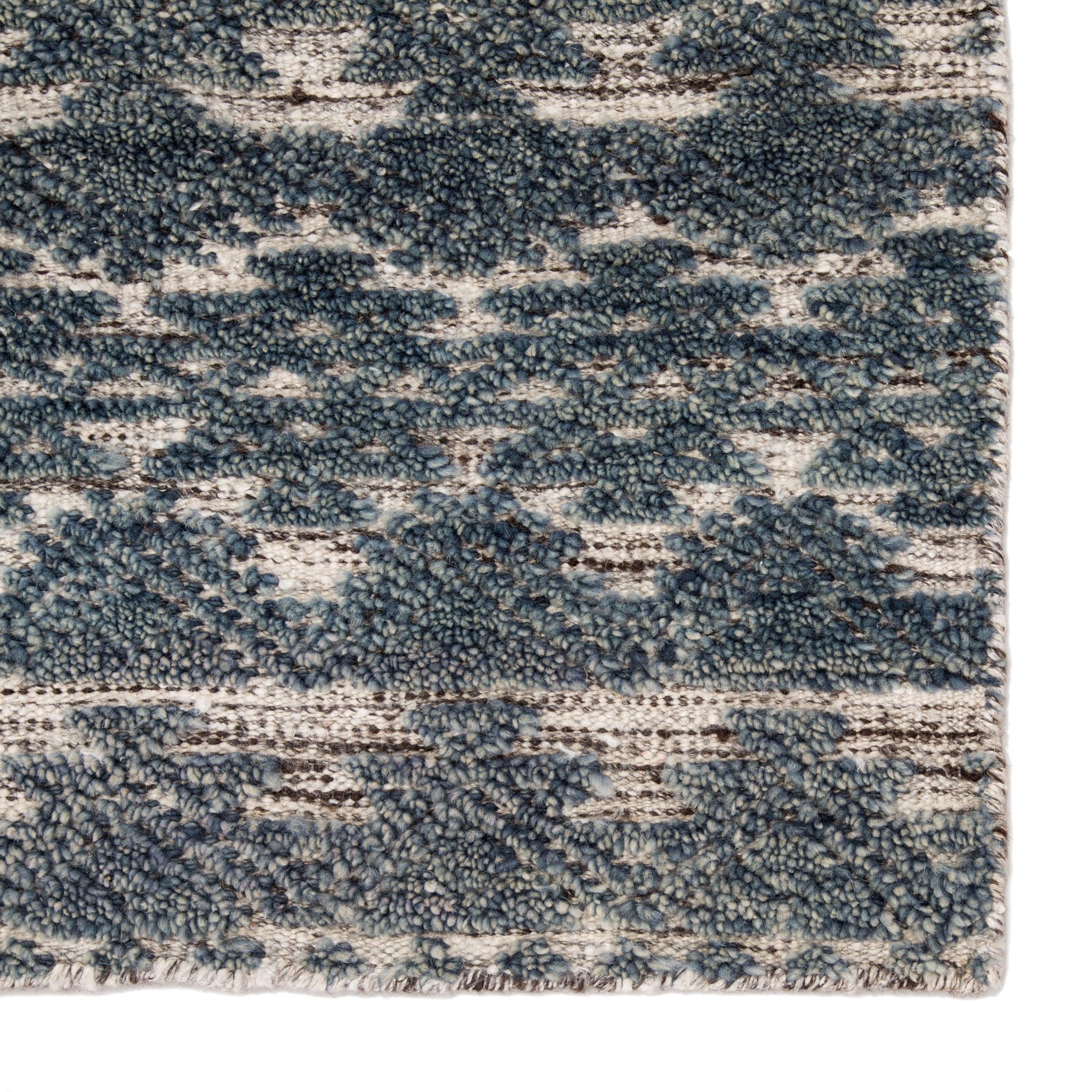 Prentice Hand-Knotted Geometric Blue Ivory Area Rug、mySite、gigharbornorthrealestate