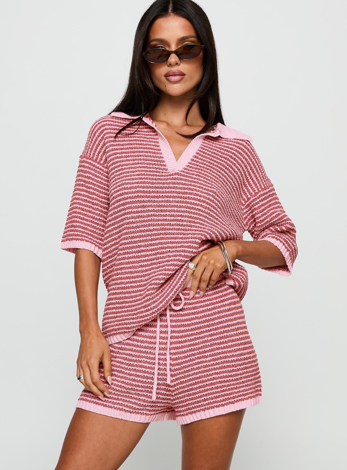 Pacifique Crochet Shorts Pink Multi、mySite、solidvoid