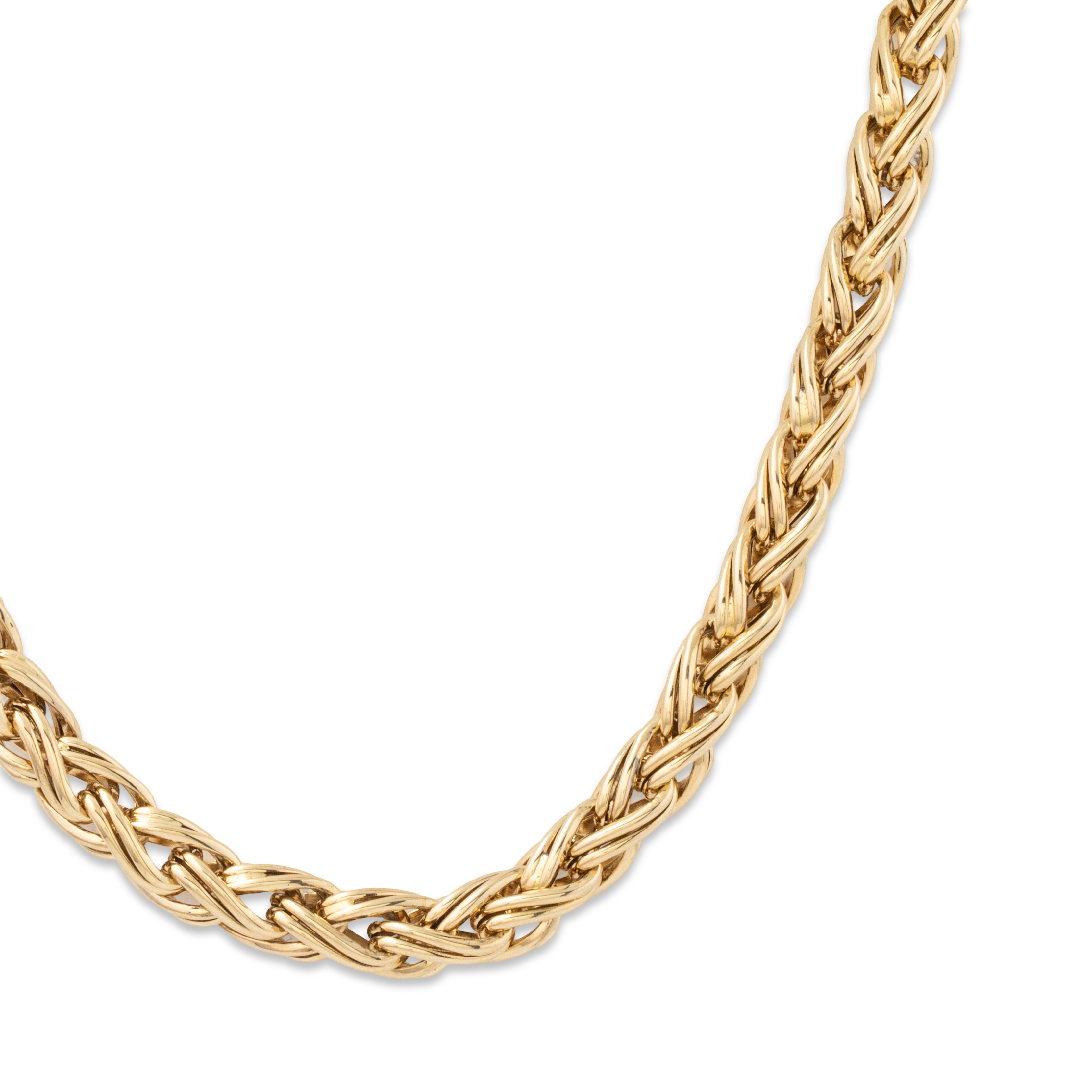 Vintage Large Italian 18k Yellow Gold Wheat Chain Necklace 17、mySite、hinf8tx79