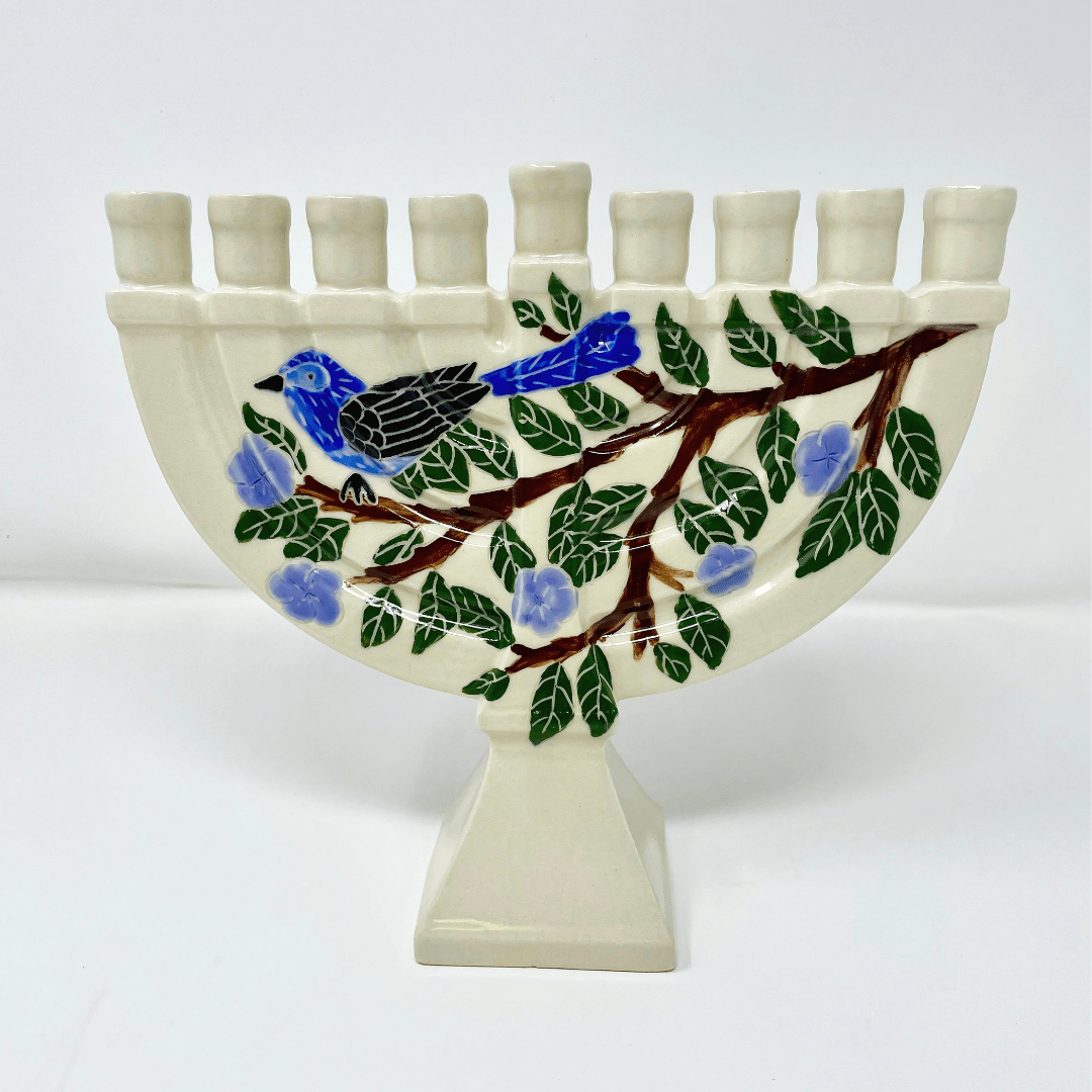 Blue Bird Porcelain Menorah by Goodstein Ceramics、mySite、topwebapps