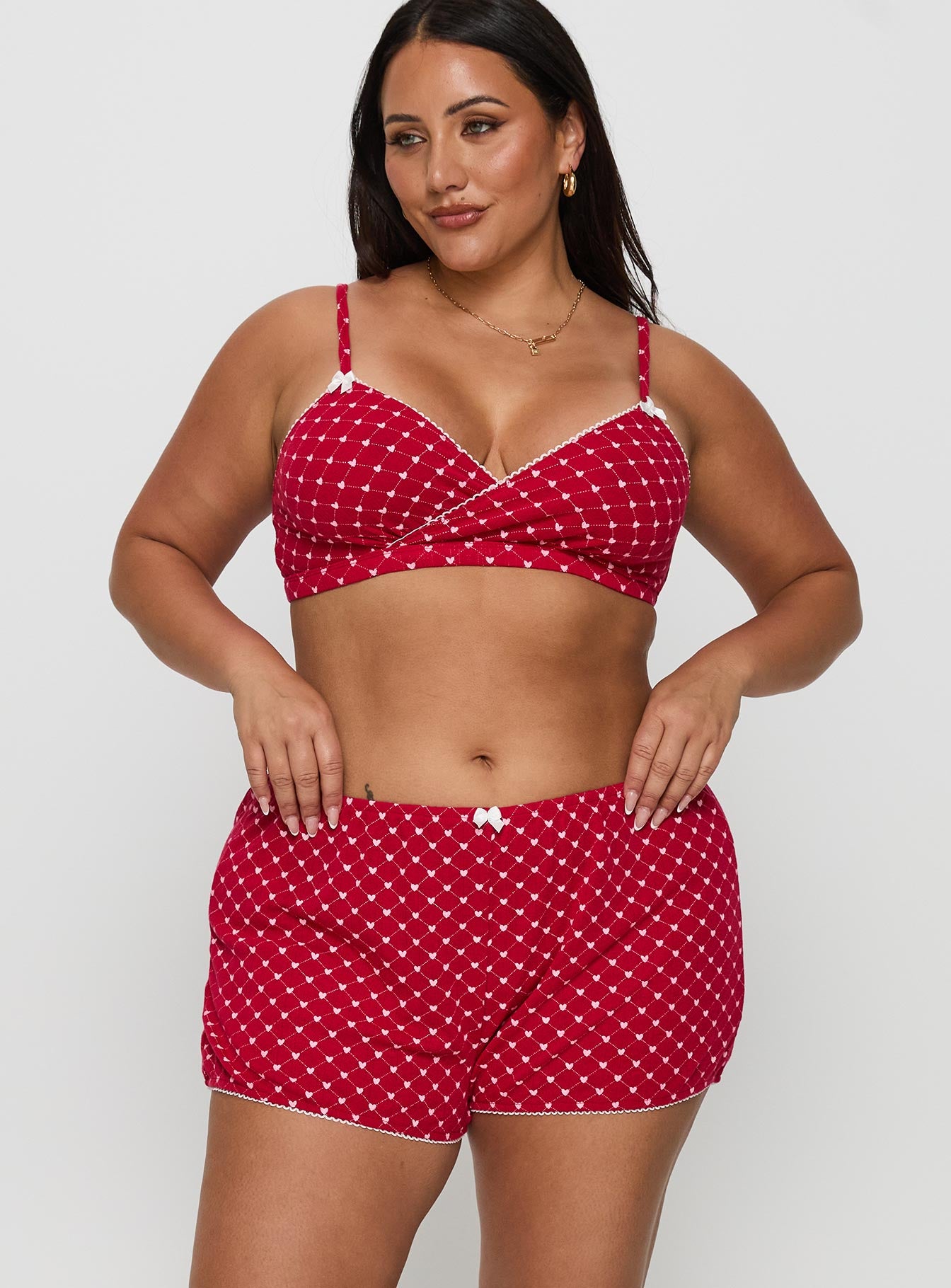 Slow Start Pointelle Sleep Short Red Curve、mySite、solidvoid