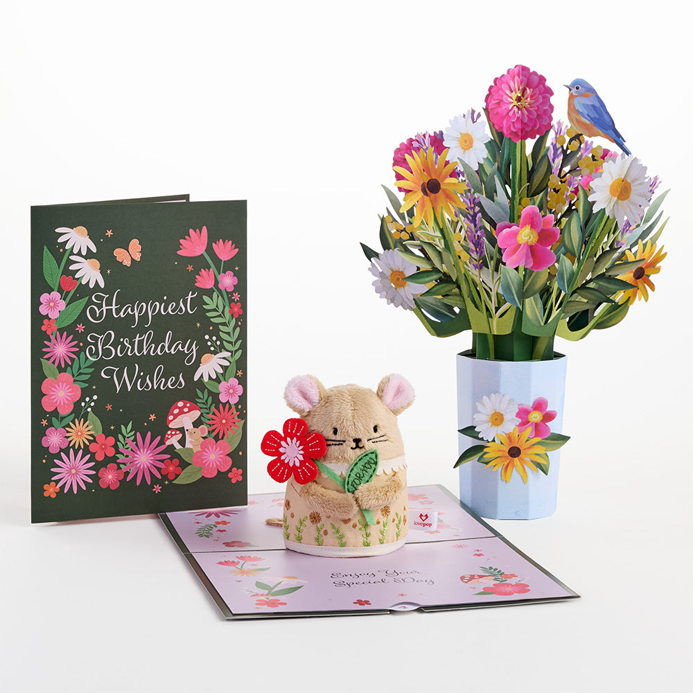 'Happiest Birthday Wishes' Plushpop Card and Bouquet Bundle、mySite、solidvoid