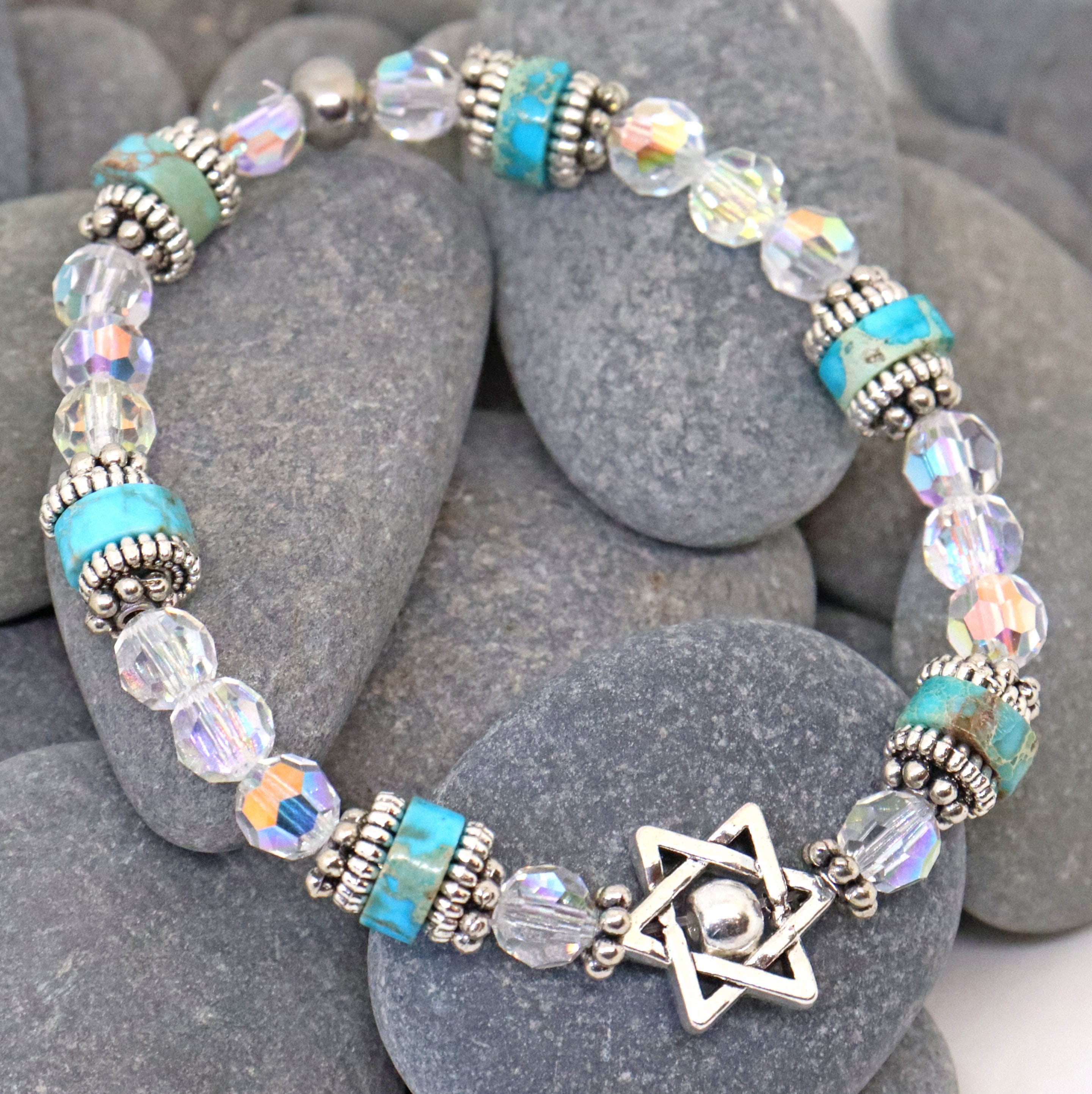 Jasper and Crystal Star of David Bracelet、mySite、topwebapps