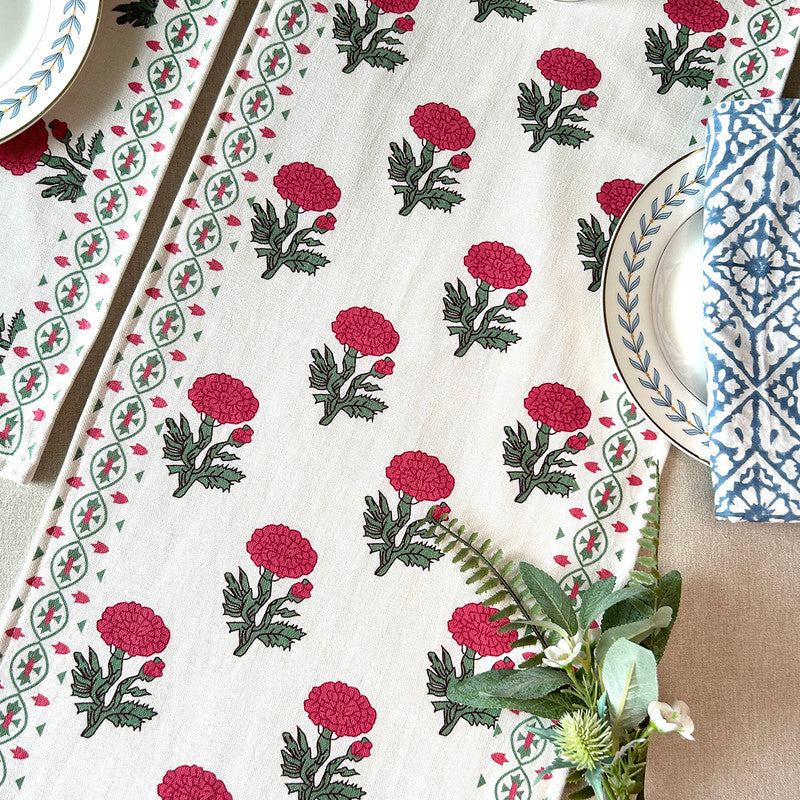 Cotton Printed Table Runner | Red | 183 x 35 cm、mySite、camillekostekn