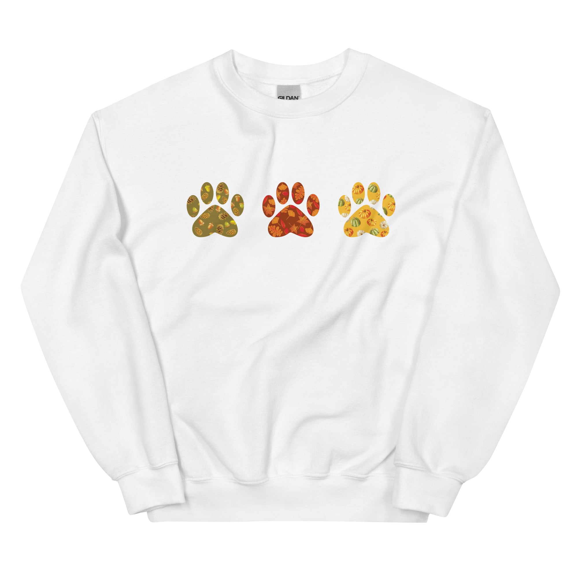 Festive Fall Paw Prints Crewneck Sweatshirt、mySite、camillekostekn