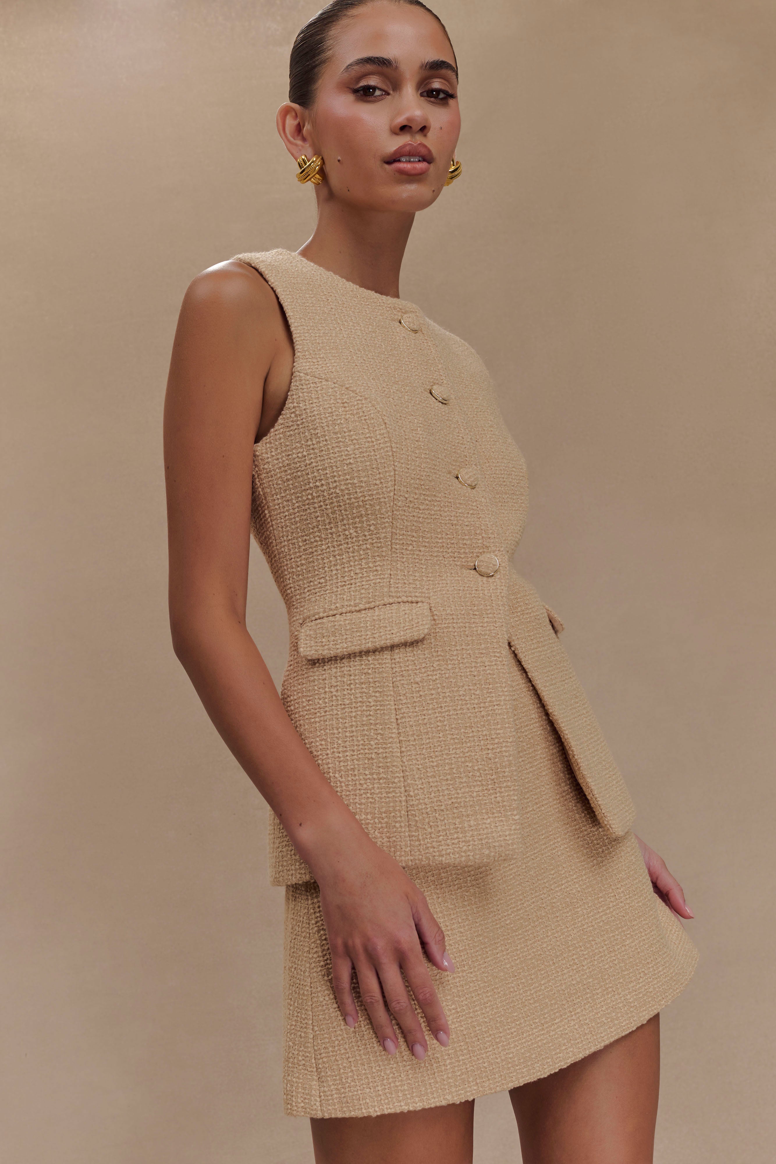 Camilla Boucle Mini Skirt - Light Taupe、mySite、solidvoid